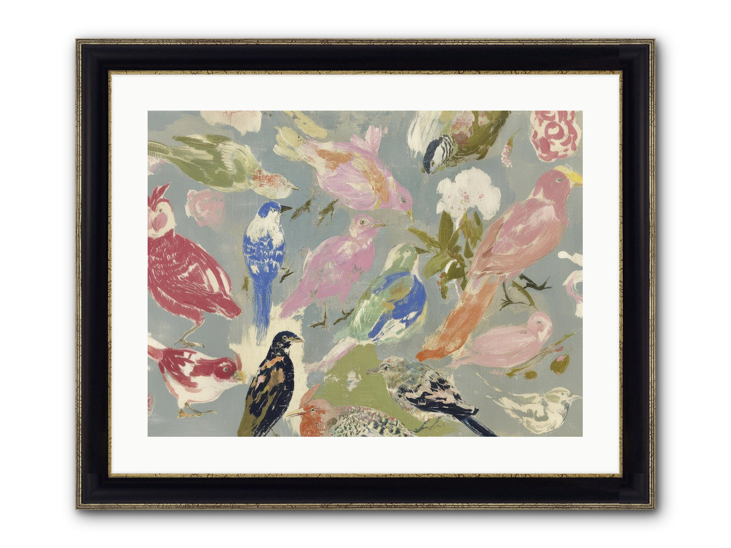 A Masquerade Of Porcelain Guests Framed Print - Black & Gold 24x18