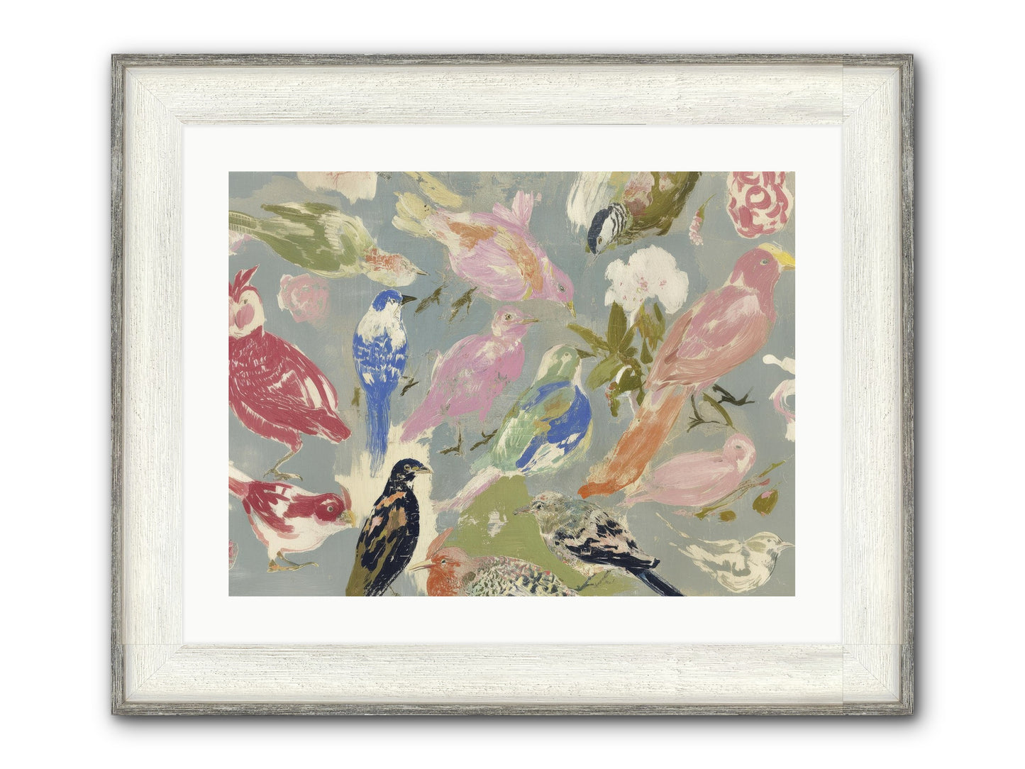 A Masquerade Of Porcelain Guests Framed Print - Driftwood White 24x18