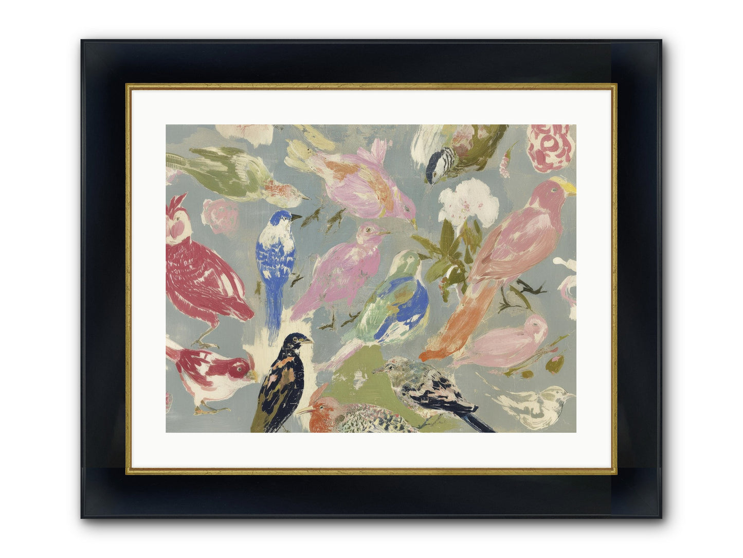 A Masquerade Of Porcelain Guests Framed Print - Wide Black w/Gold 24x18
