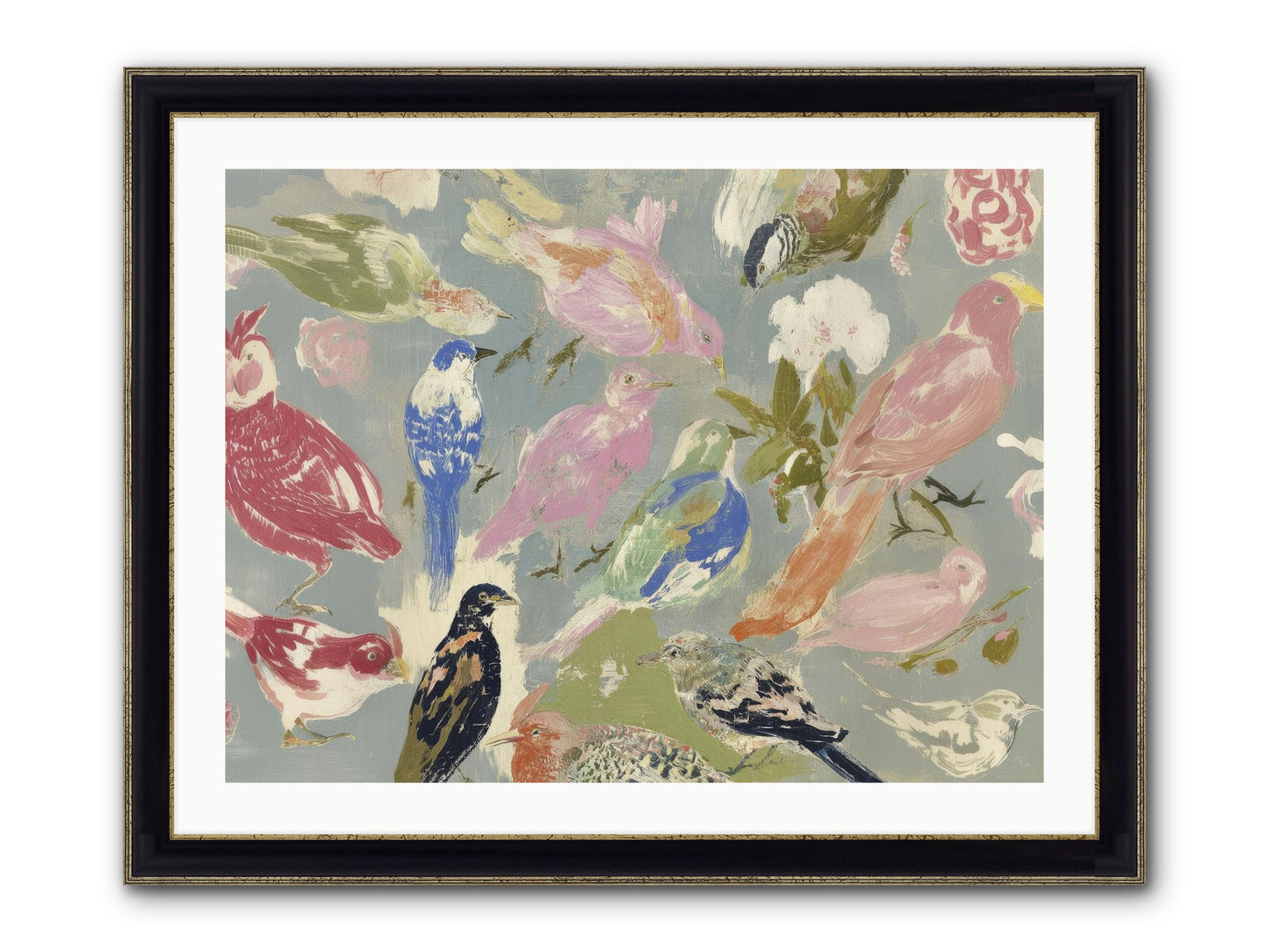 A Masquerade Of Porcelain Guests Framed Print - Black & Gold 32x24