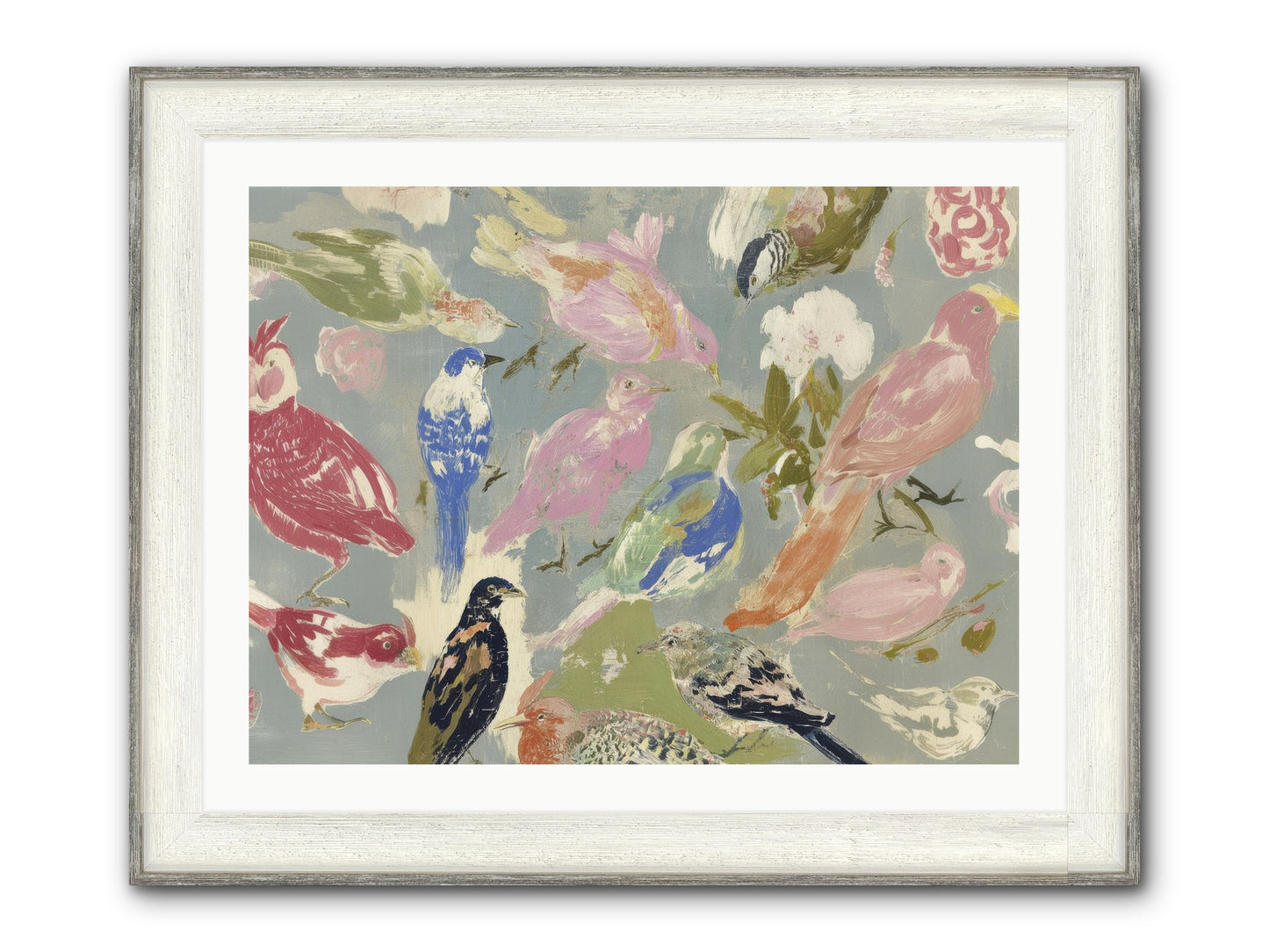 A Masquerade Of Porcelain Guests Framed Print - Driftwood White 32x24