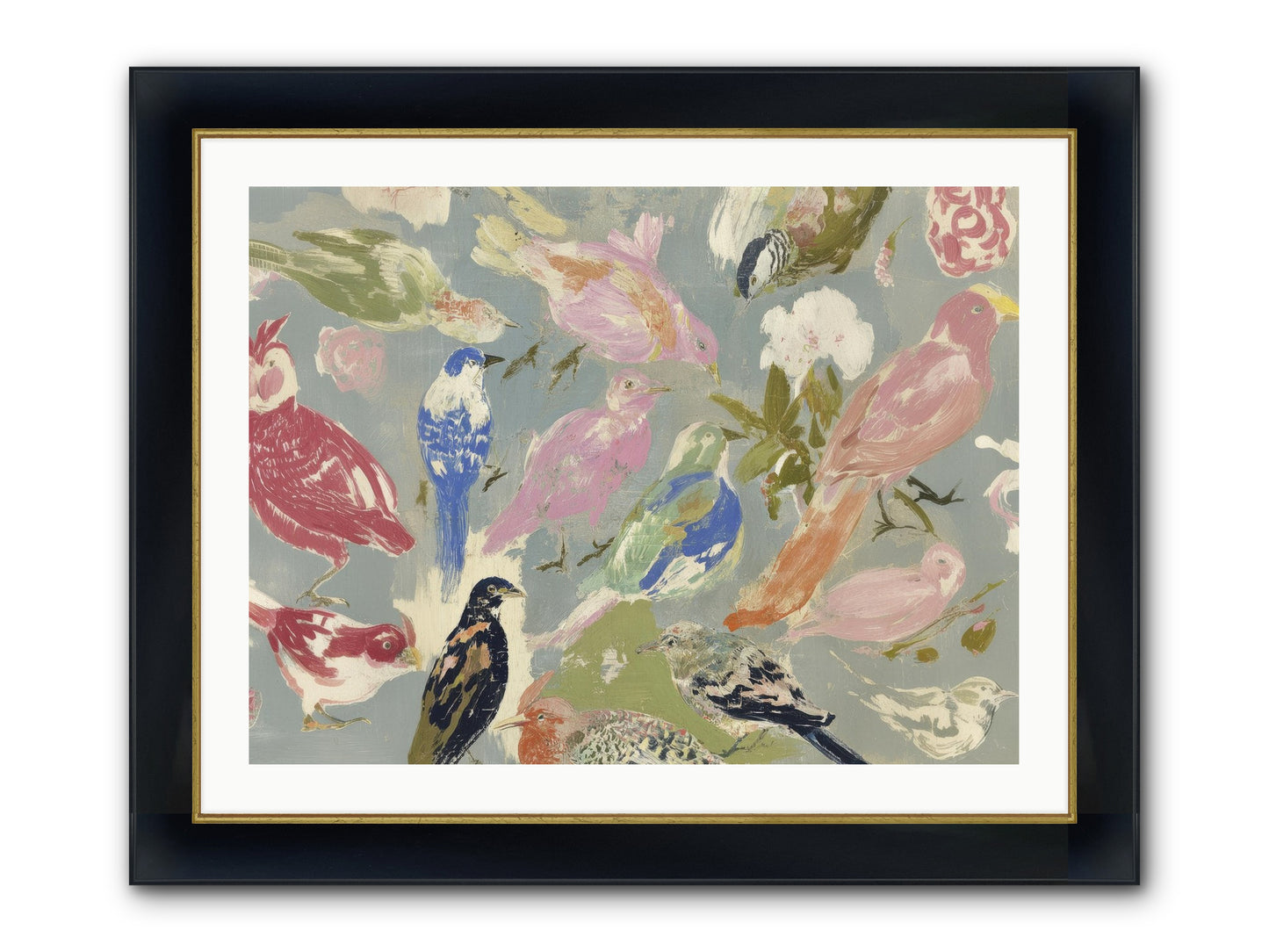 A Masquerade Of Porcelain Guests Framed Print - Wide Black w/Gold 32x24