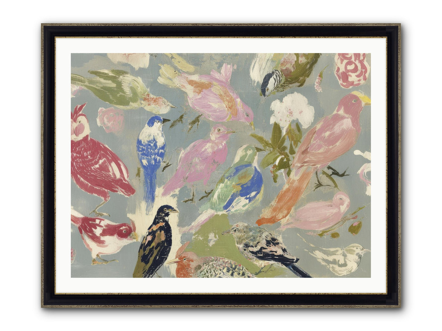A Masquerade Of Porcelain Guests Framed Print - Black & Gold 40x30