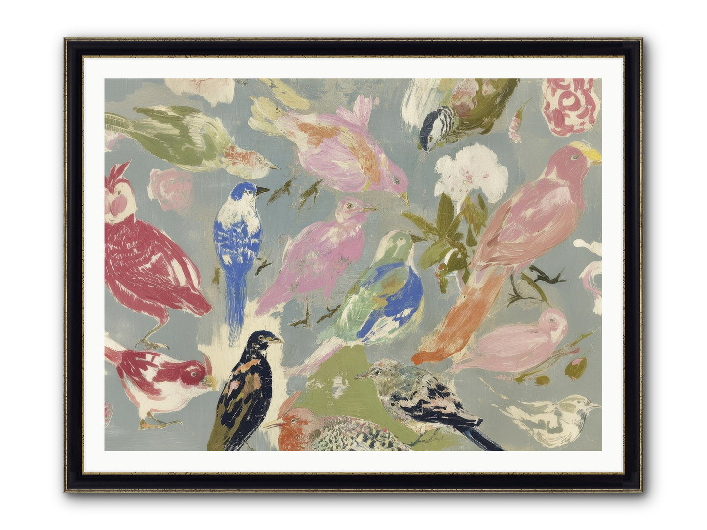 A Masquerade Of Porcelain Guests Framed Print - Black & Gold 48x36