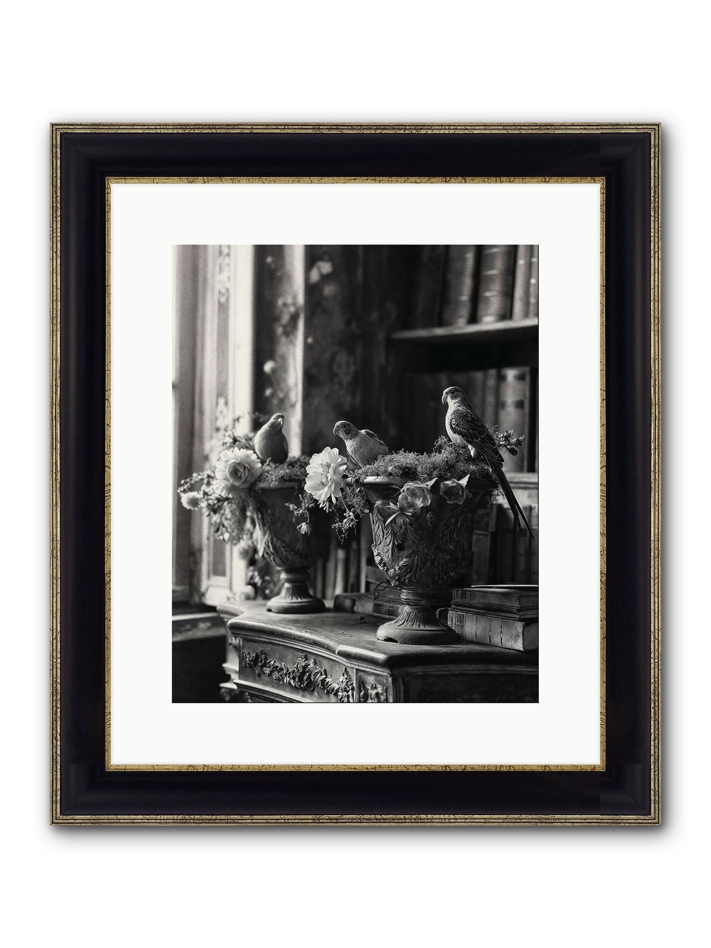 A Moody Repartee Framed Print - Black & Gold 12x15