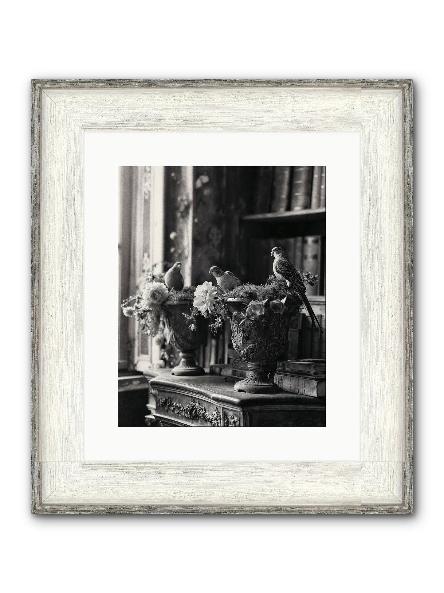 A Moody Repartee Framed Print - Driftwood White 12x15