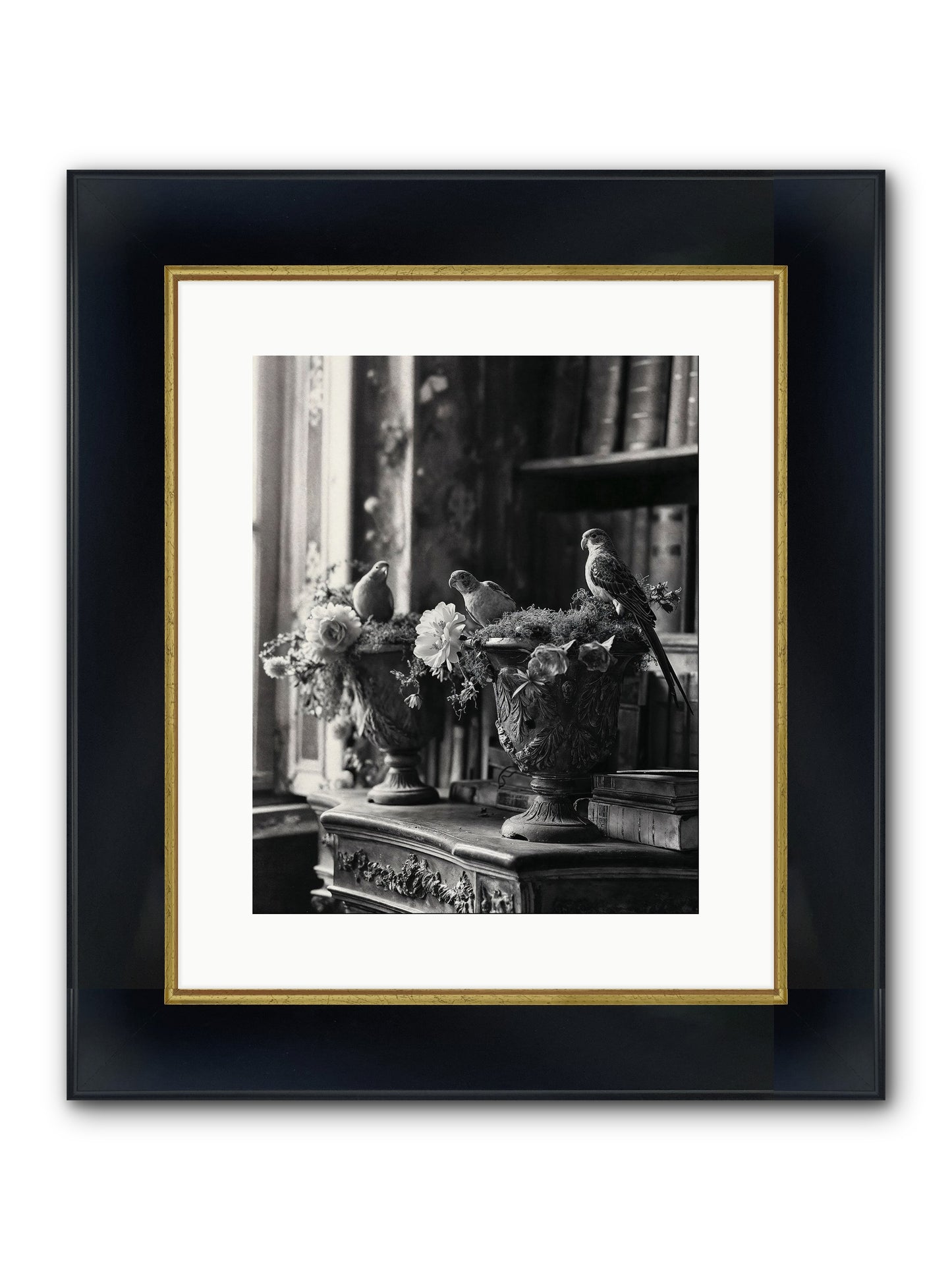 A Moody Repartee Framed Print - Wide Black w/Gold 12x15