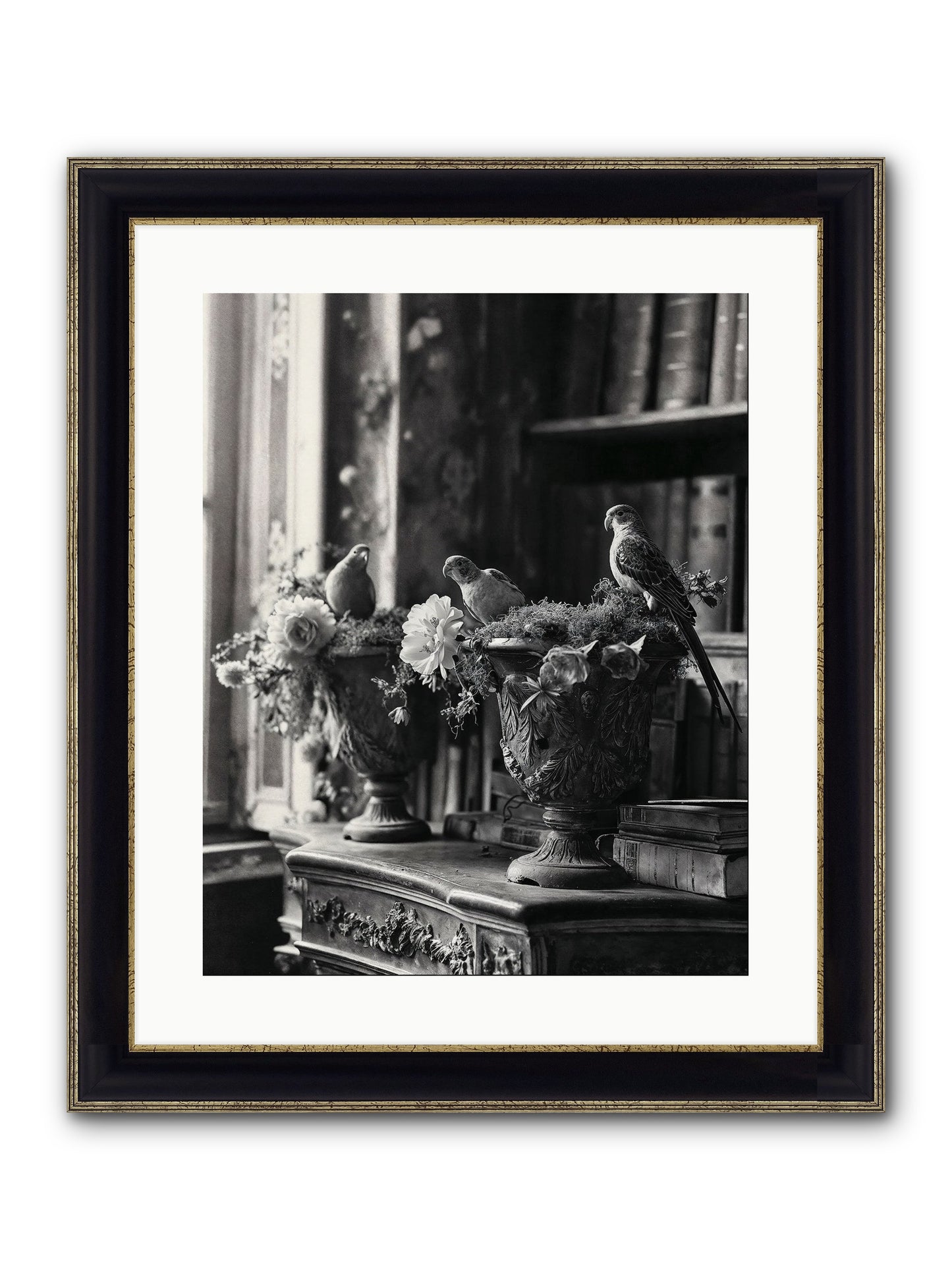 A Moody Repartee Framed Print - Black & Gold 16x20