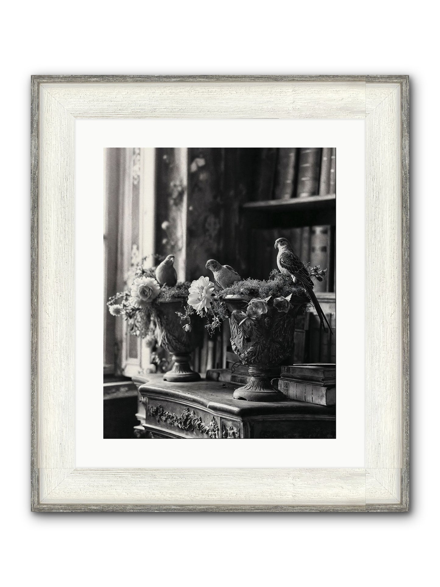 A Moody Repartee Framed Print - Driftwood White 16x20