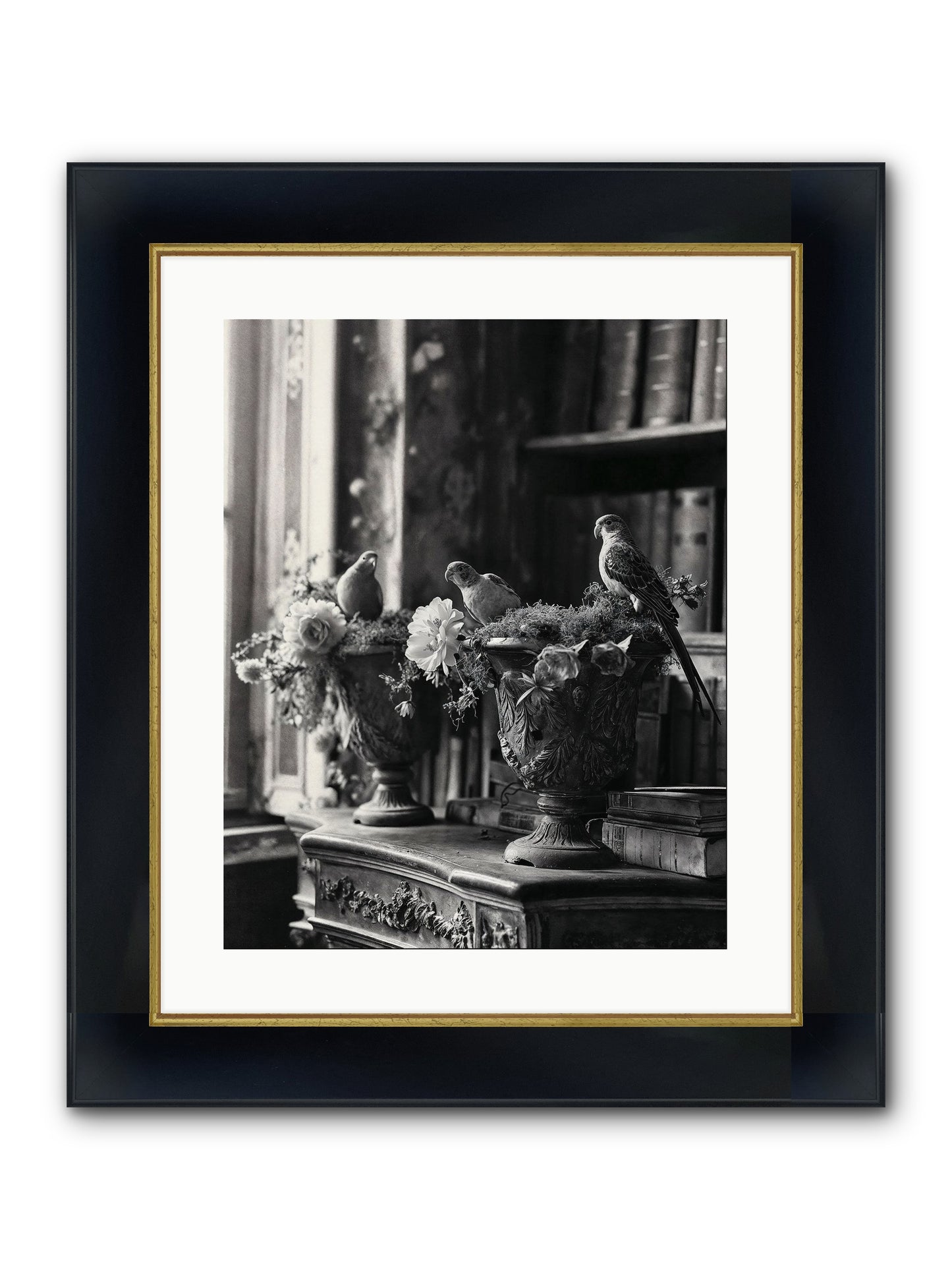 A Moody Repartee Framed Print - Wide Black w/Gold 16x20