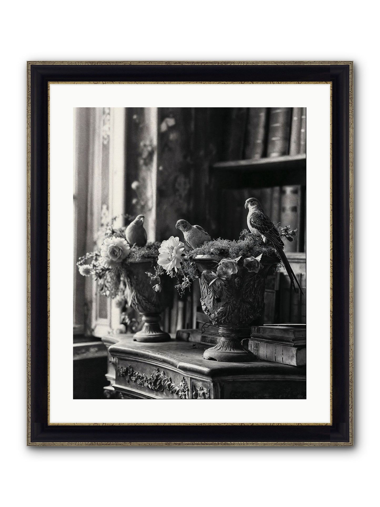 A Moody Repartee Framed Print - Black & Gold 20x25