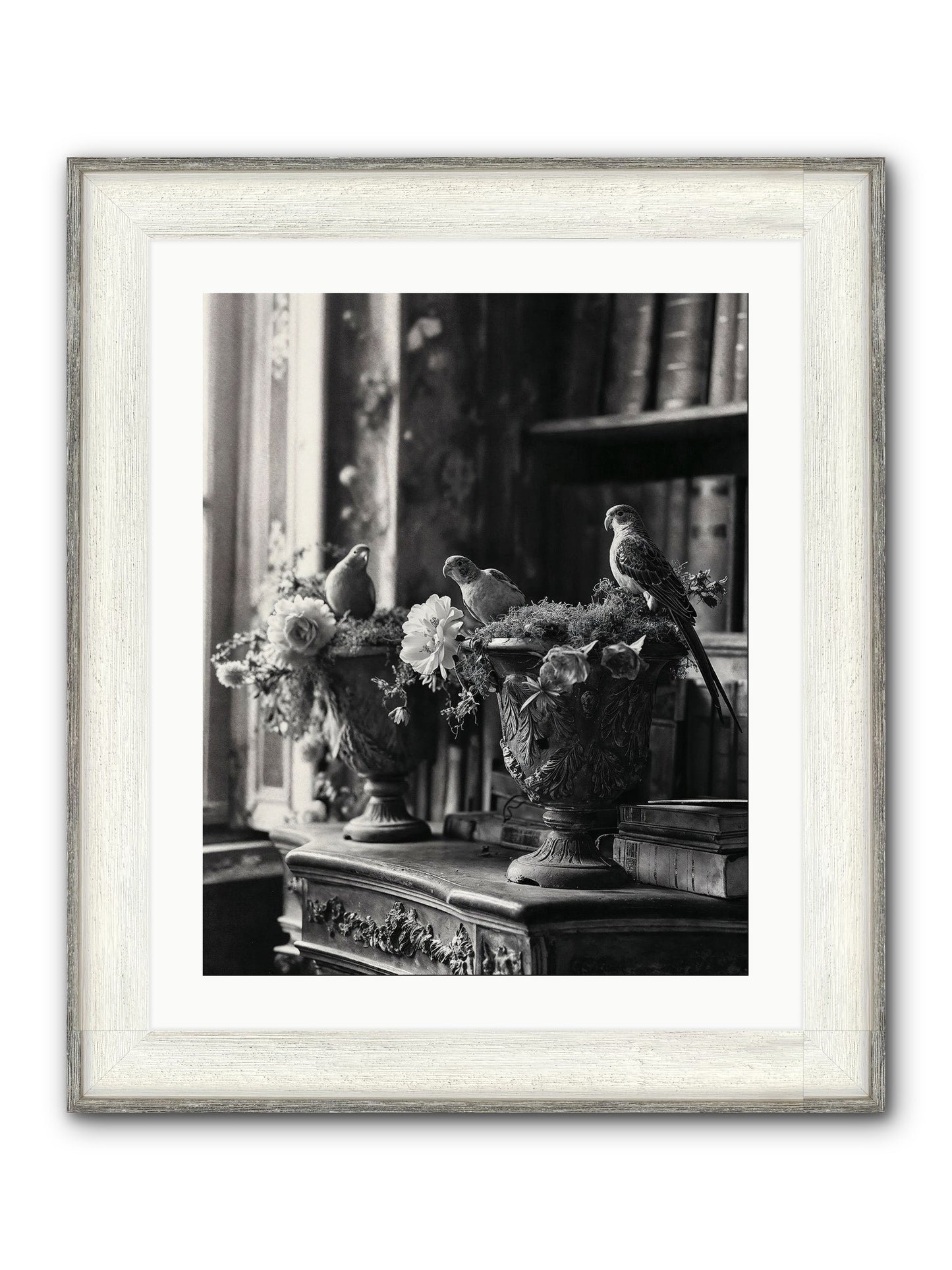 A Moody Repartee Framed Print - Driftwood White 20x25