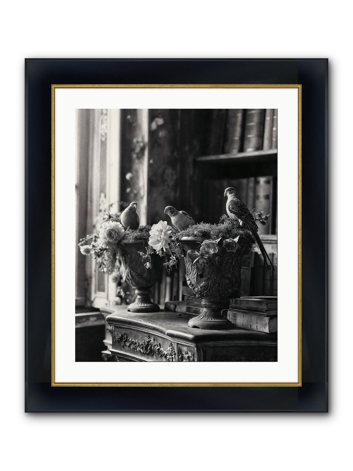 A Moody Repartee Framed Print - Wide Black w/Gold 20x25