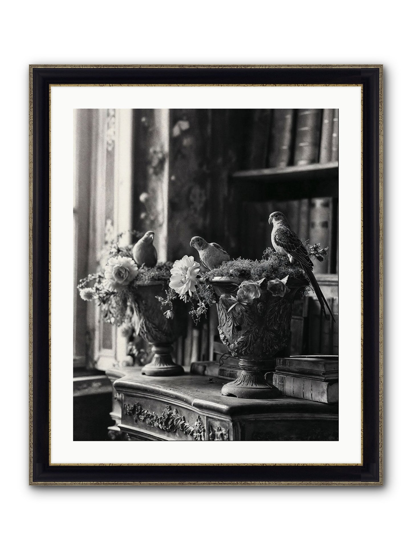 A Moody Repartee Framed Print - Black & Gold 24x30