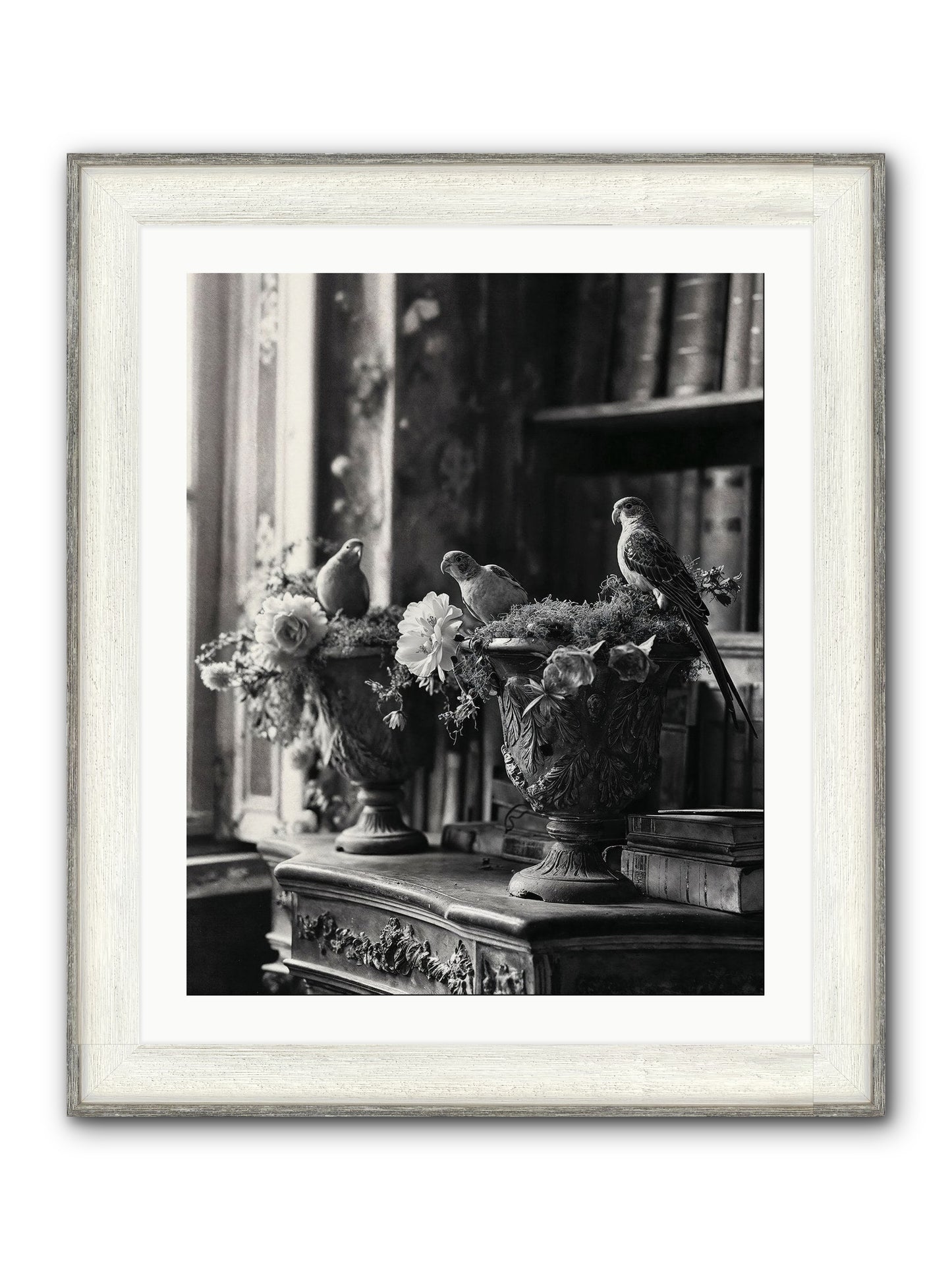 A Moody Repartee Framed Print - Driftwood White 24x30