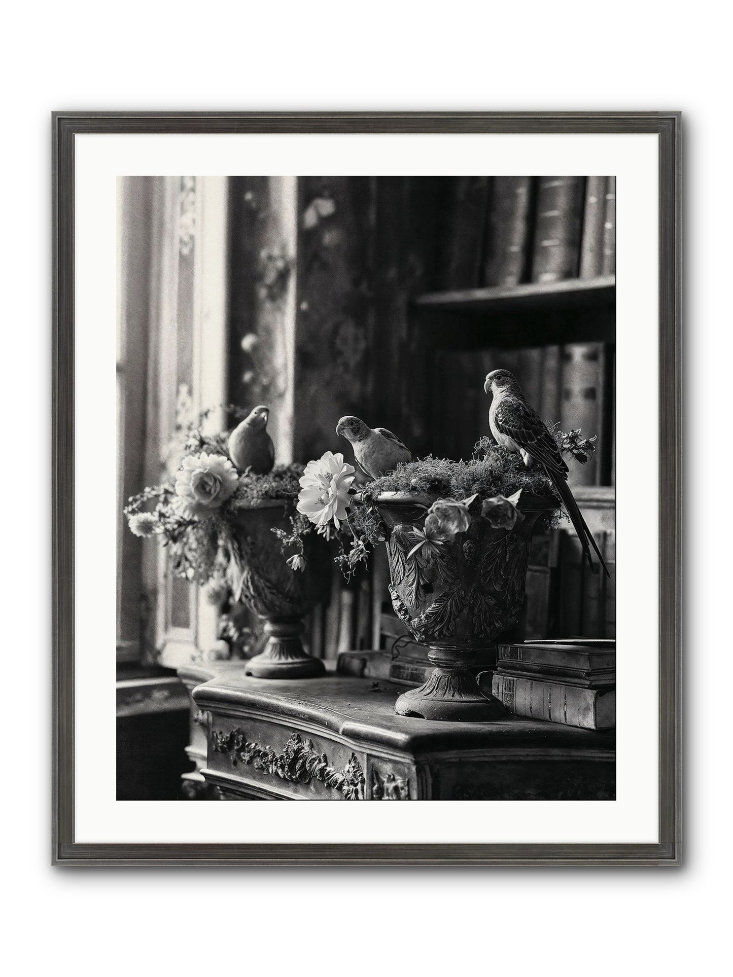 A Moody Repartee Framed Print - Slimwoods Black/Silver 24x30