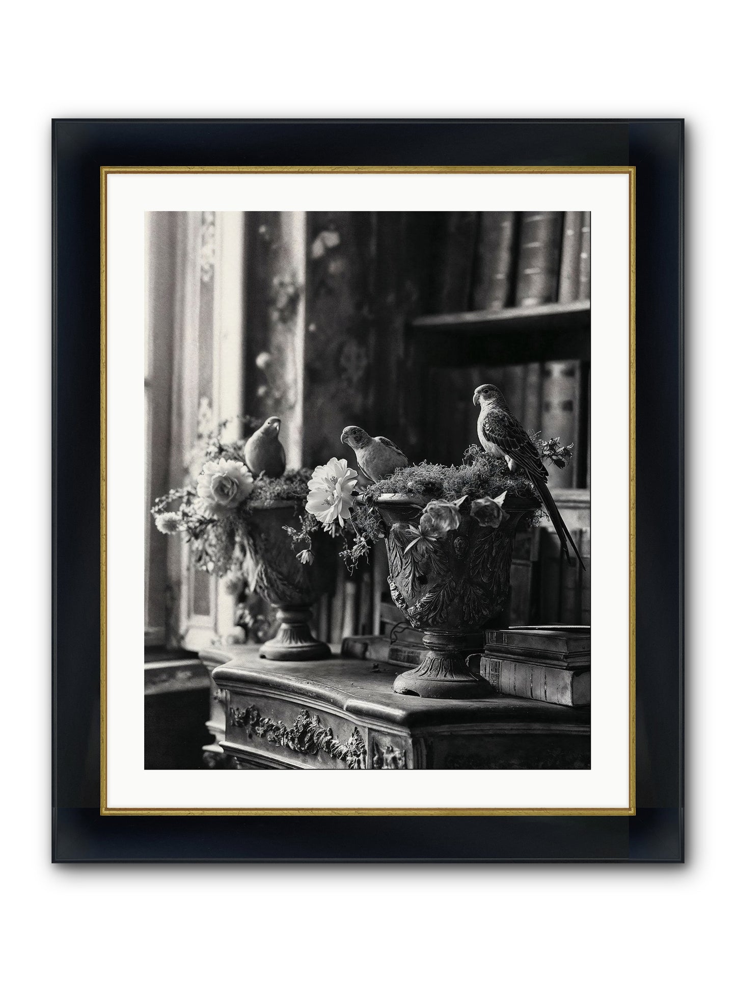 A Moody Repartee Framed Print - Wide Black w/Gold 24x30