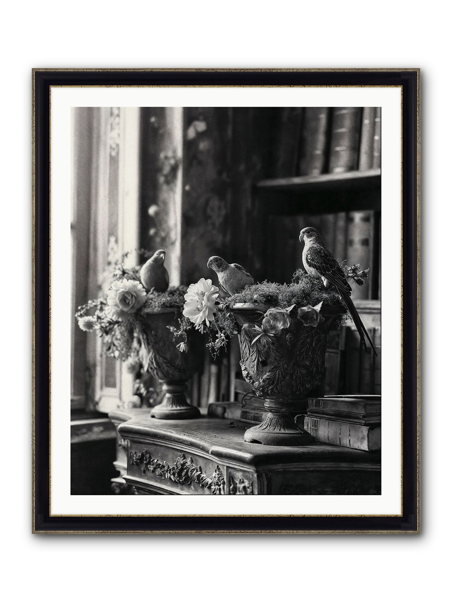 A Moody Repartee Framed Print - Black & Gold 32x40