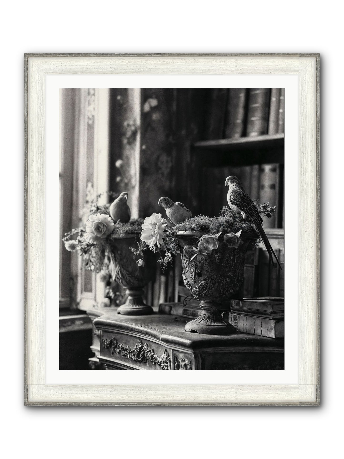 A Moody Repartee Framed Print - Driftwood White 32x40