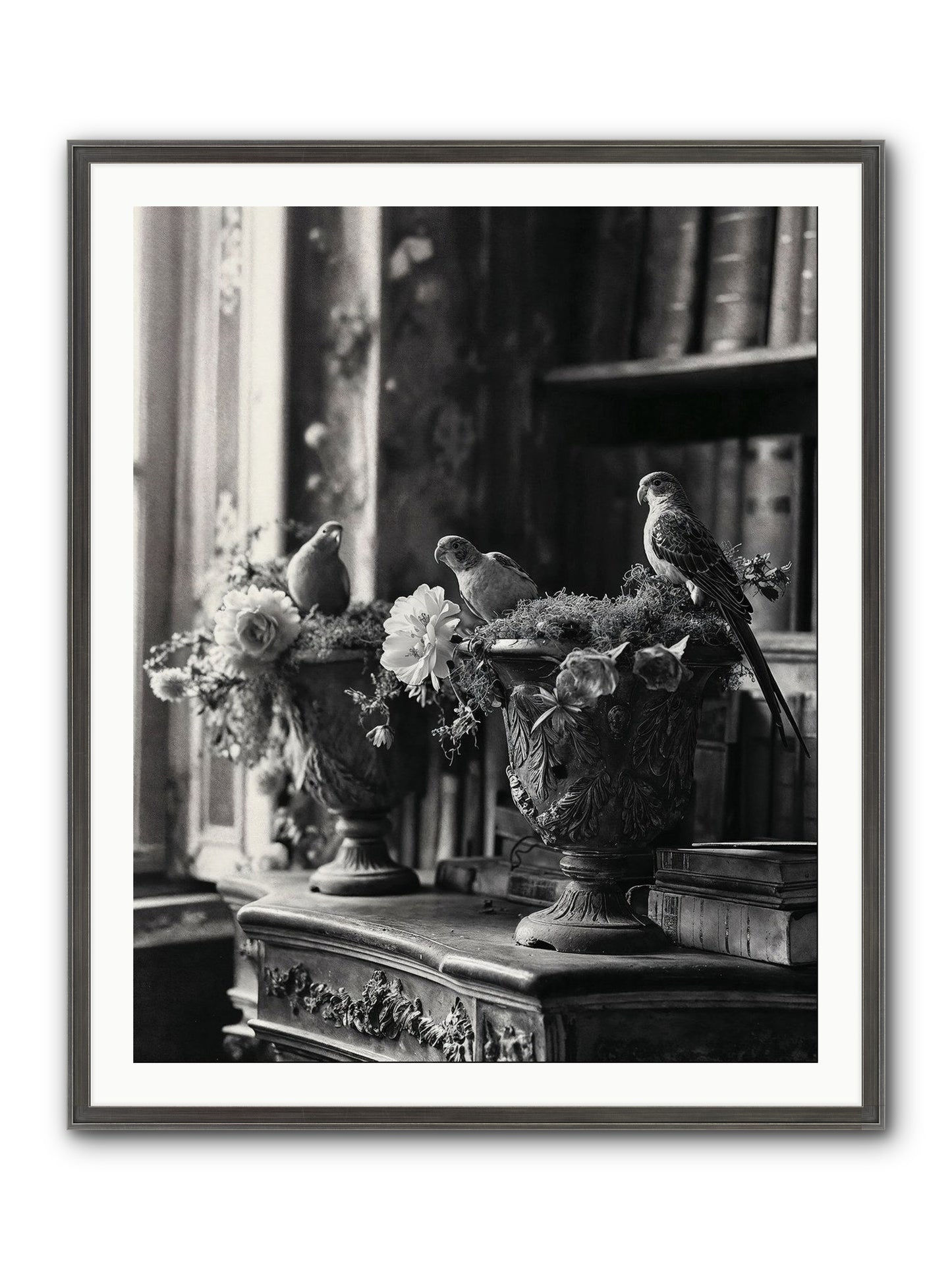 A Moody Repartee Framed Print - Slimwoods Black/Silver 32x40
