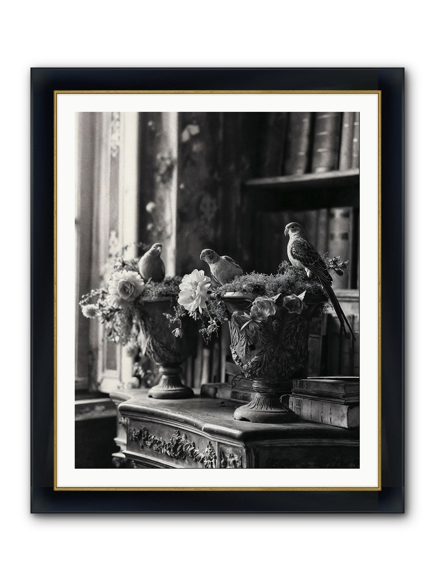 A Moody Repartee Framed Print - Wide Black w/Gold 32x40