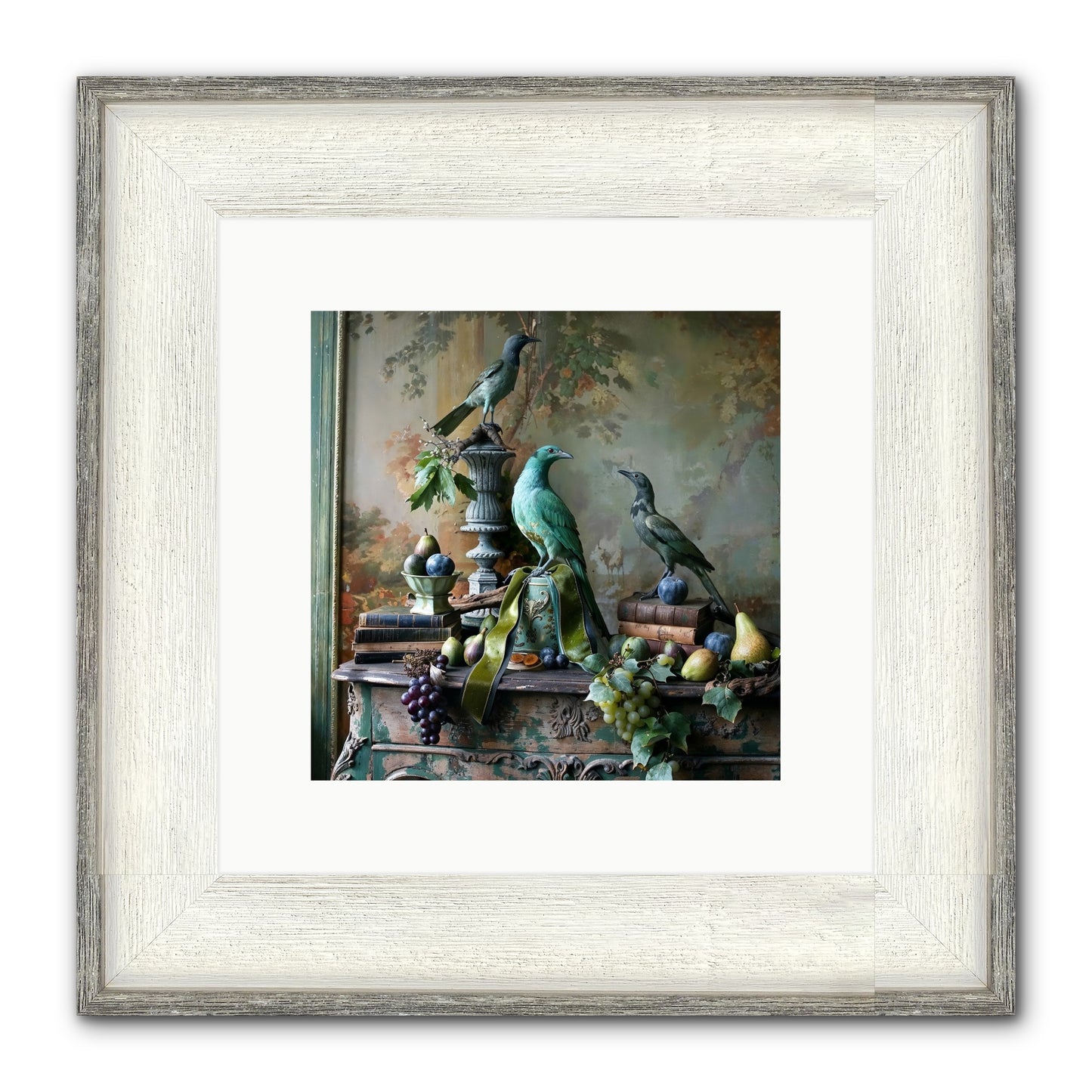 A Parliament Of Feathers Framed Print - Driftwood White 10x10