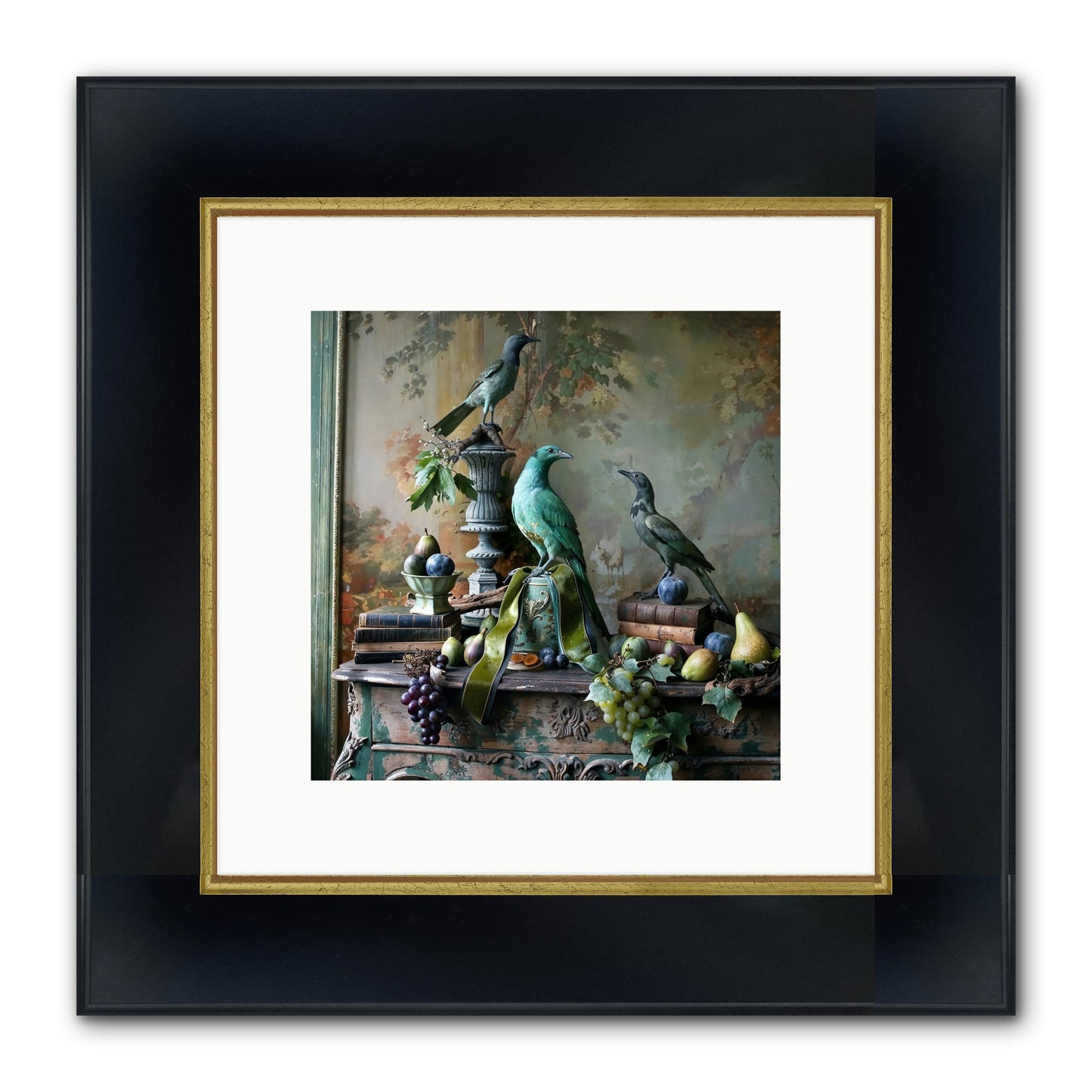 A Parliament Of Feathers Framed Print - Wide Black w/Gold 10x10