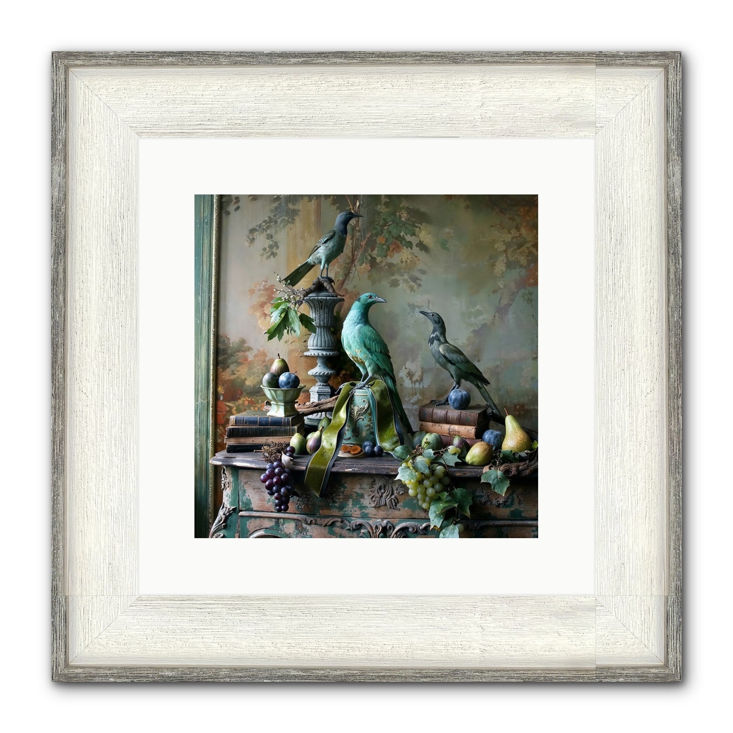 A Parliament Of Feathers Framed Print - Driftwood White 12x12