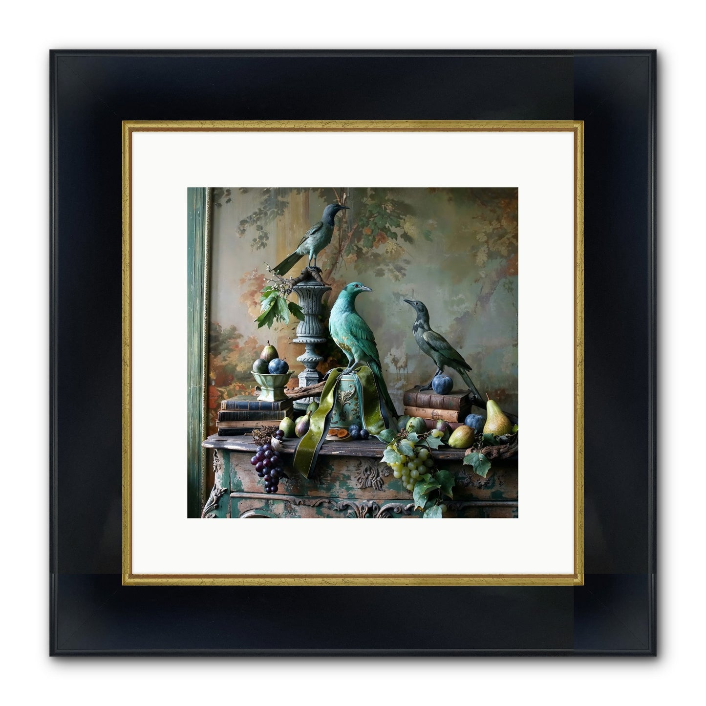 A Parliament Of Feathers Framed Print - Wide Black w/Gold 12x12