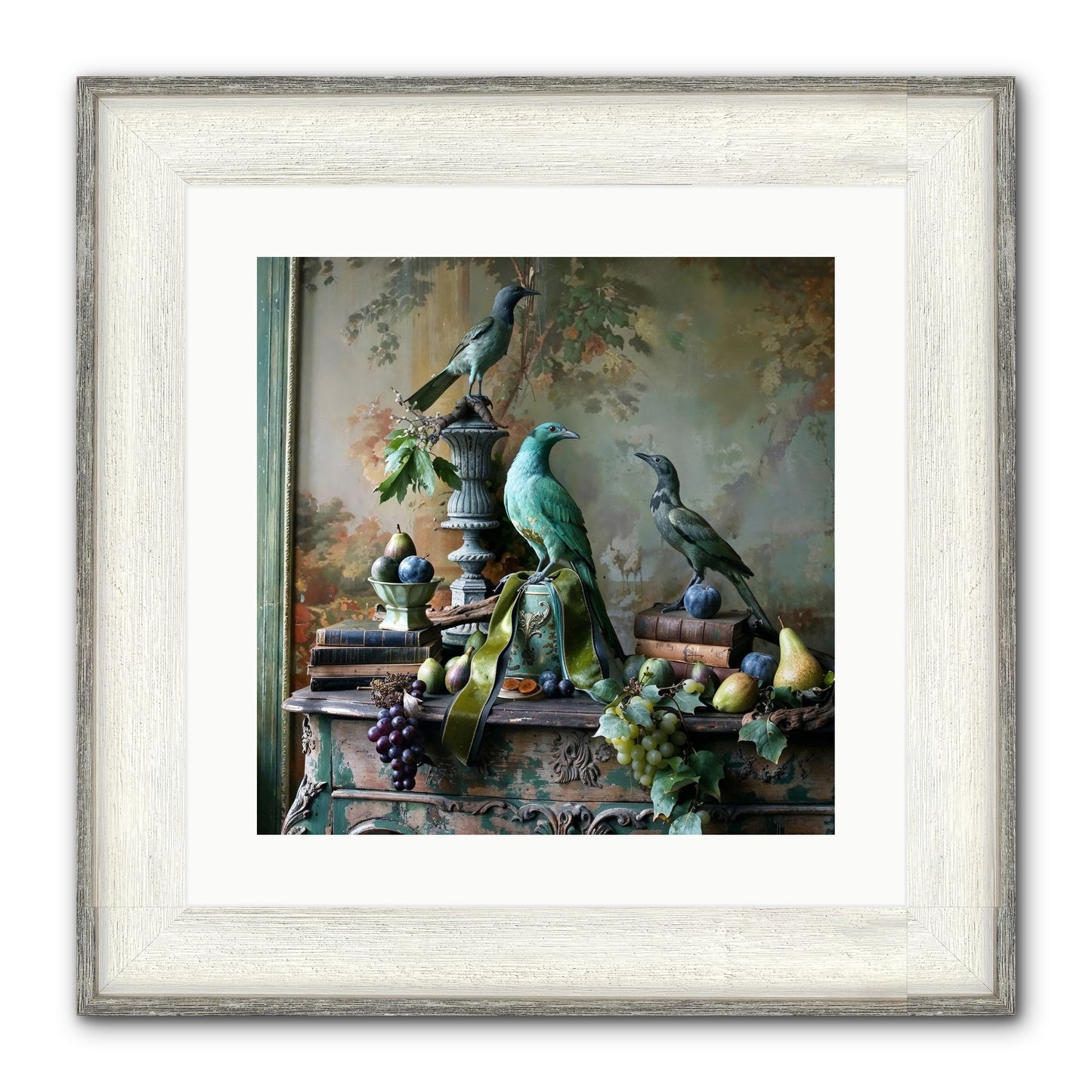 A Parliament Of Feathers Framed Print - Driftwood White 16x16