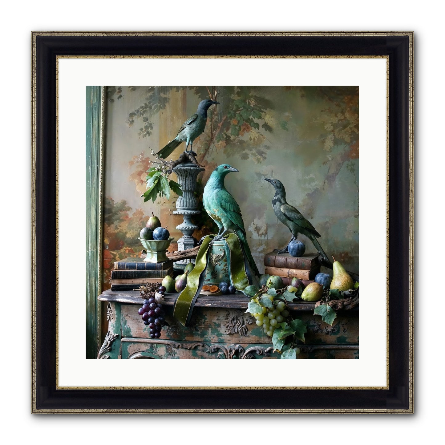 A Parliament Of Feathers Framed Print - Black & Gold 20x20