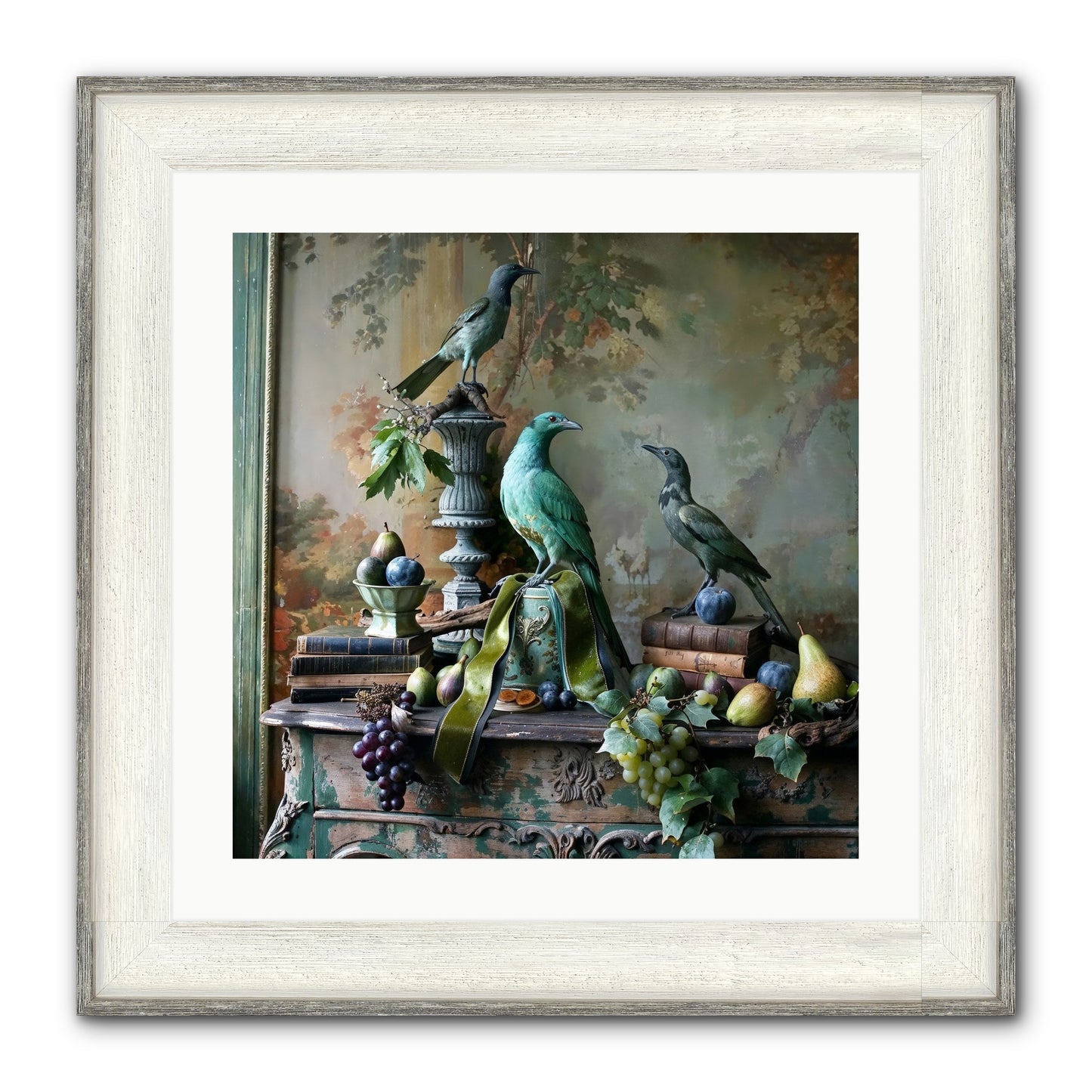 A Parliament Of Feathers Framed Print - Driftwood White 20x20
