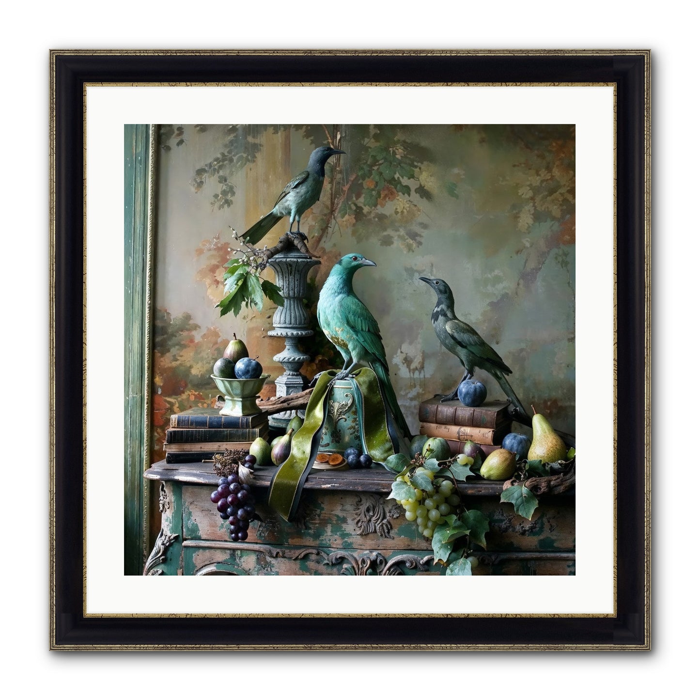 A Parliament Of Feathers Framed Print - Black & Gold 24x24