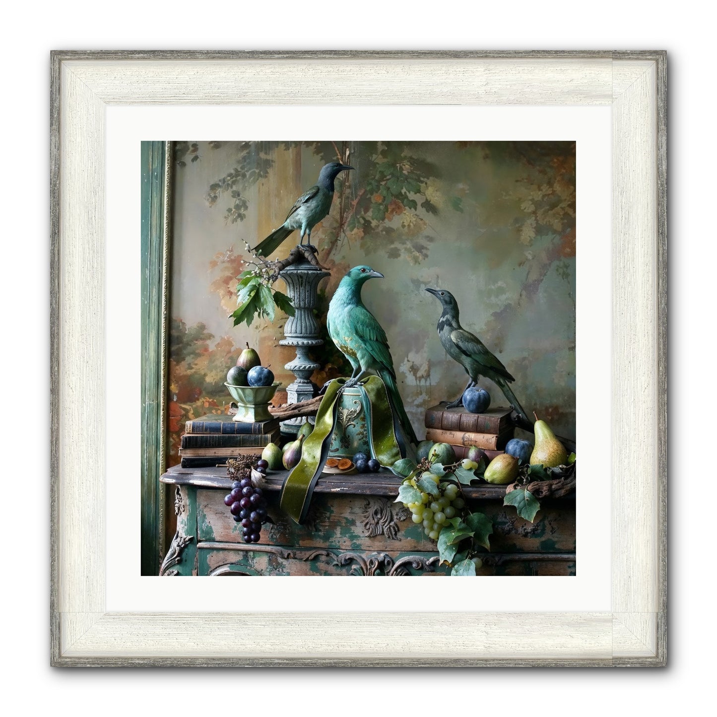 A Parliament Of Feathers Framed Print - Driftwood White 24x24