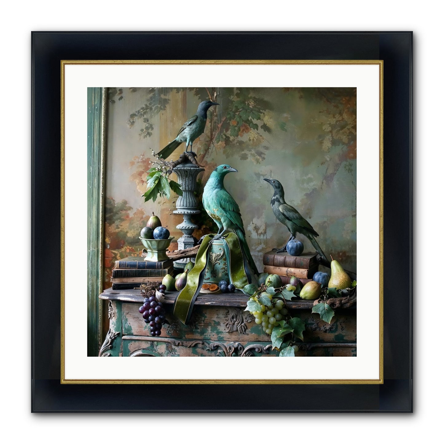 A Parliament Of Feathers Framed Print - Wide Black w/Gold 24x24