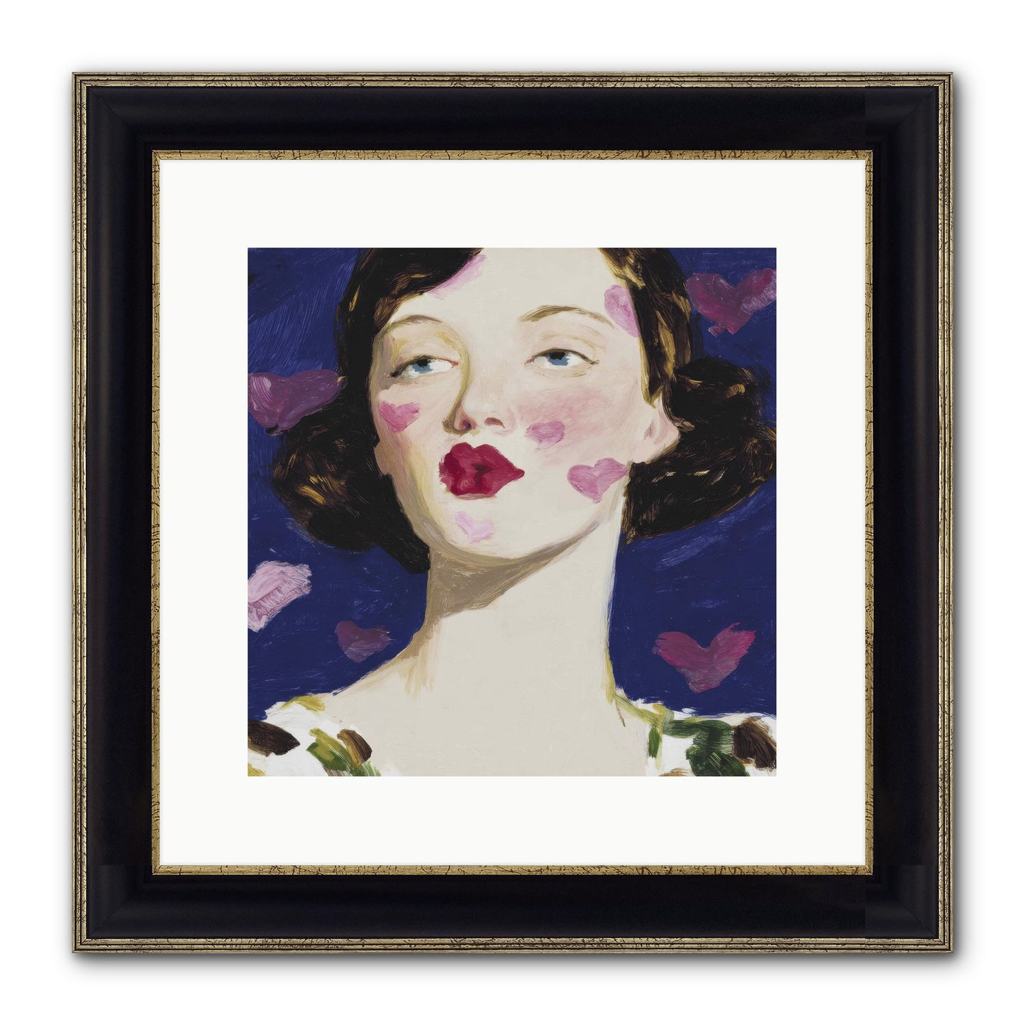 A Parlour For Half-Remembered Kisses Framed Print - Black & Gold 12x12