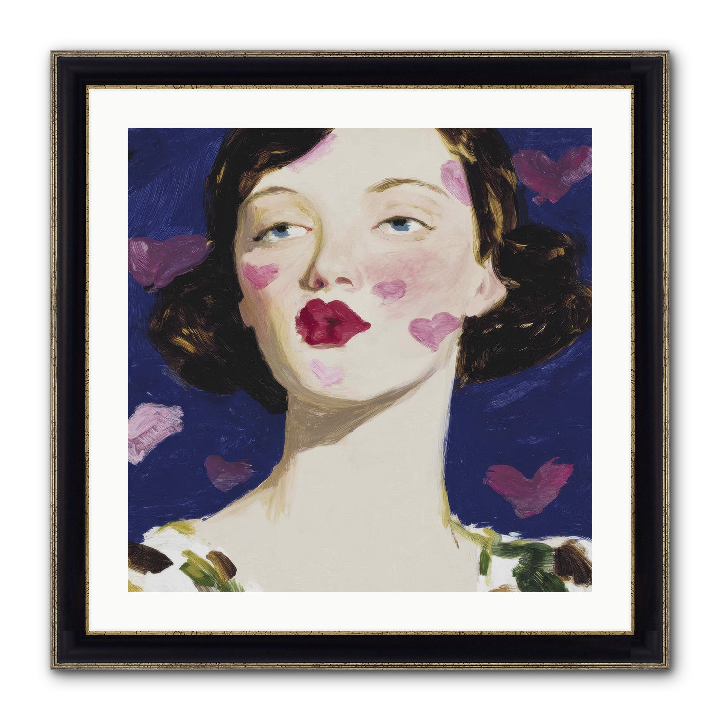 A Parlour For Half-Remembered Kisses Framed Print - Black & Gold 24x24