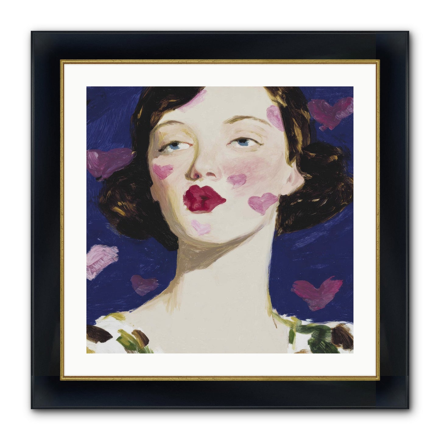 A Parlour For Half-Remembered Kisses Framed Print - Wide Black w/Gold 24x24