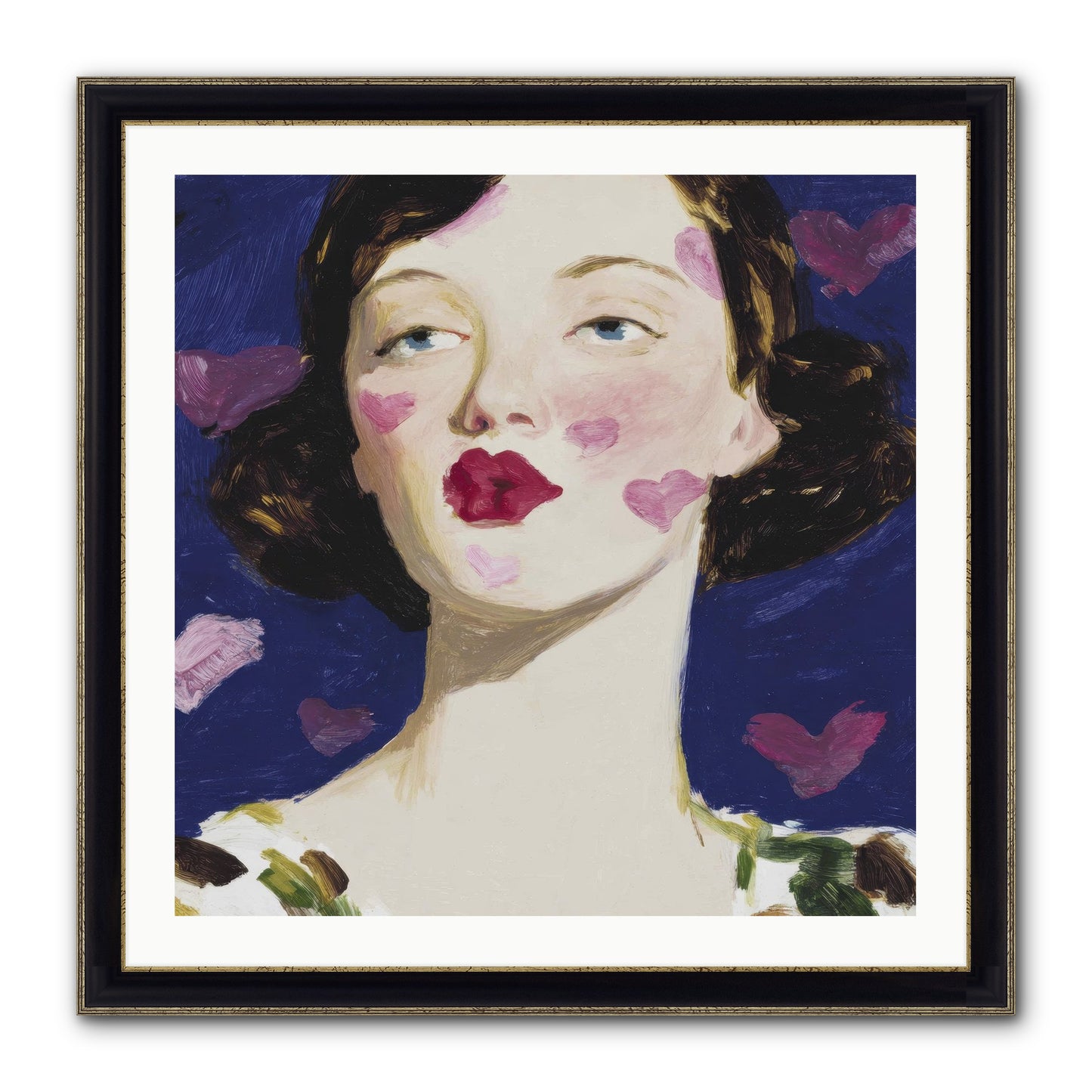 A Parlour For Half-Remembered Kisses Framed Print - Black & Gold 30x30