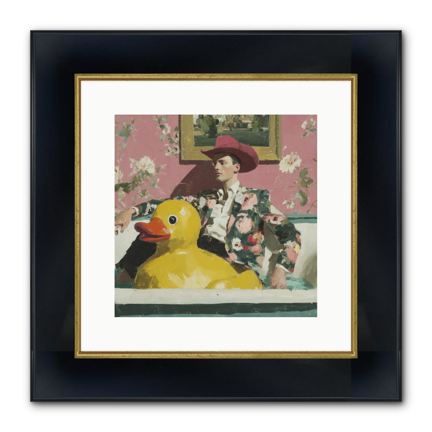 A Postcard From August Framed Print - Wide Black w/Gold 12x12