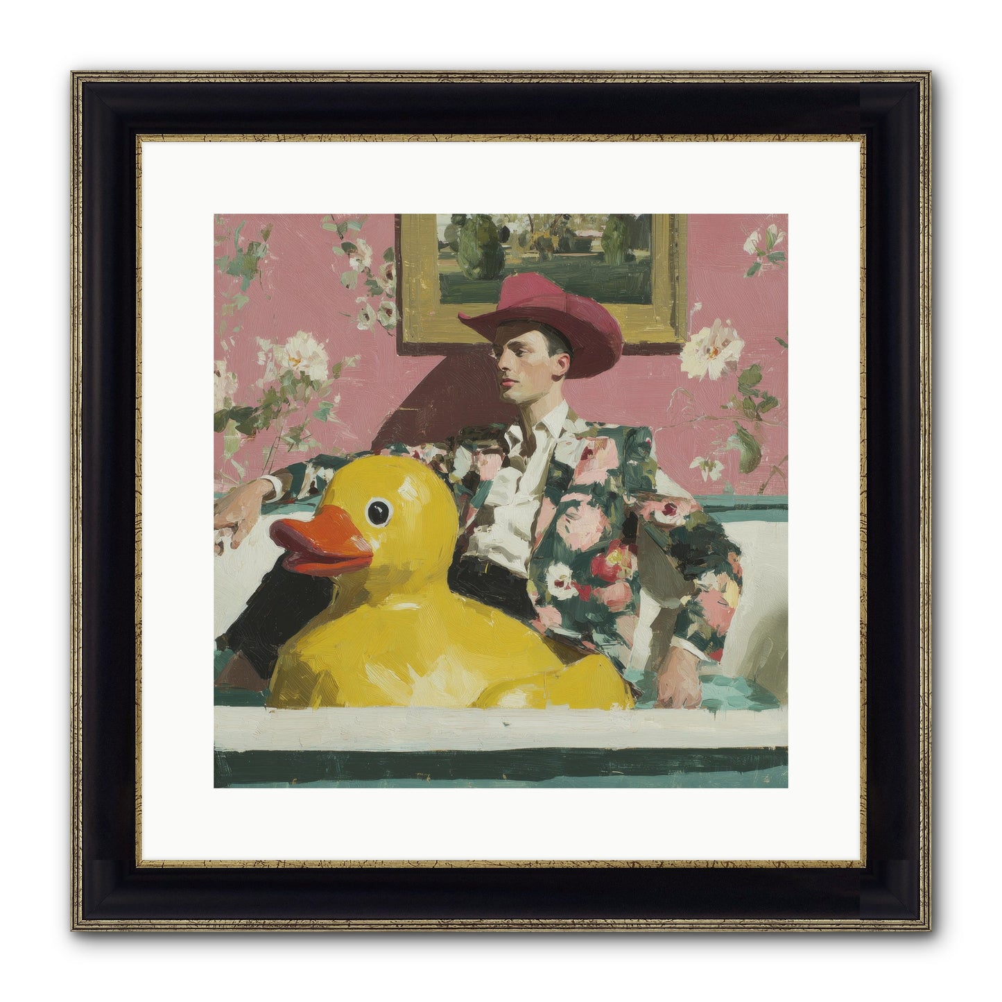 A Postcard From August Framed Print - Black & Gold 16x16