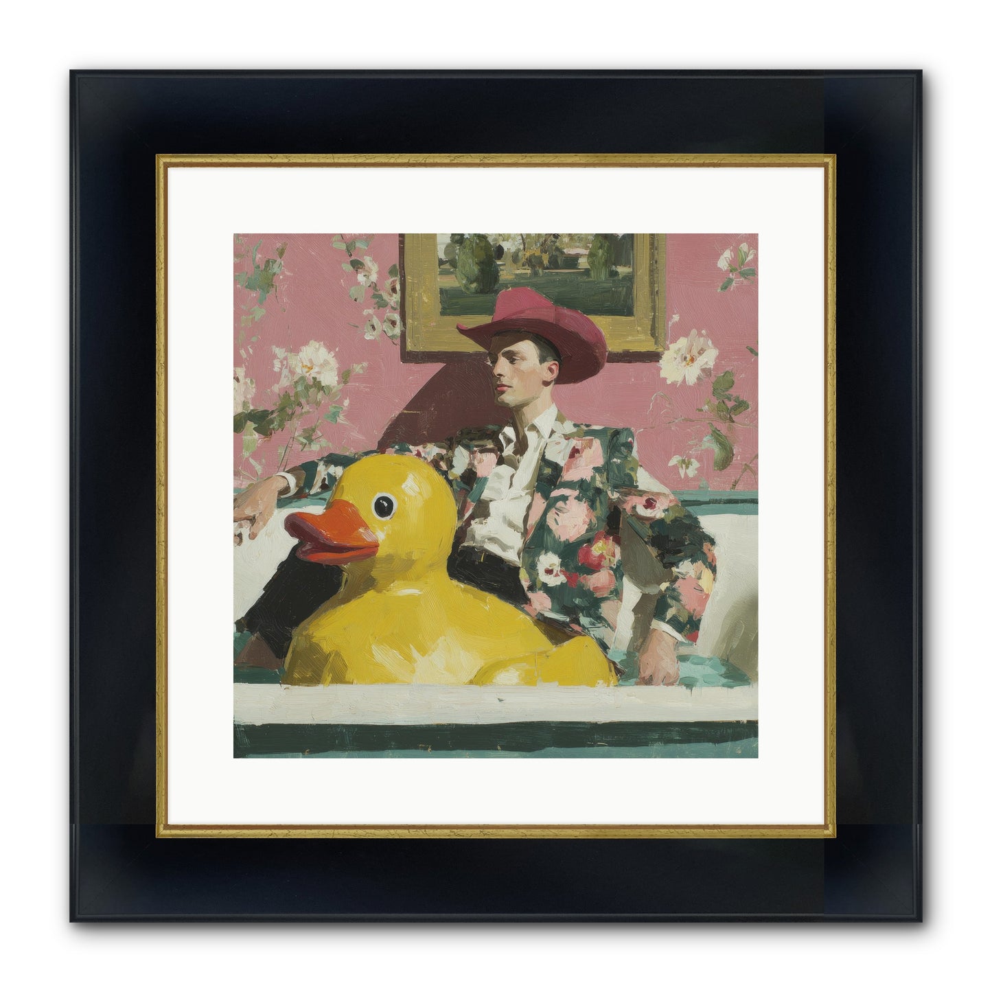 A Postcard From August Framed Print - Wide Black w/Gold 16x16