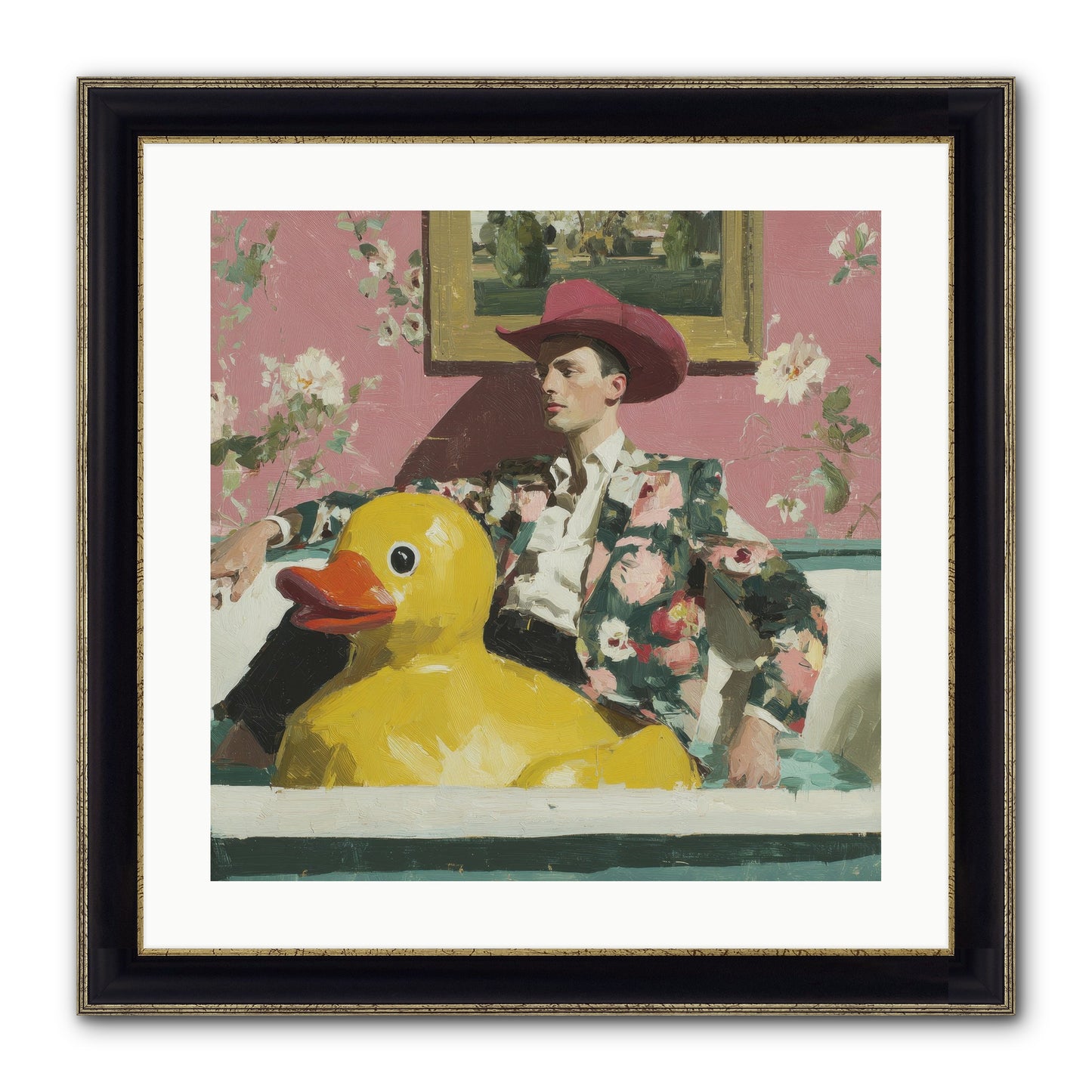 A Postcard From August Framed Print - Black & Gold 20x20