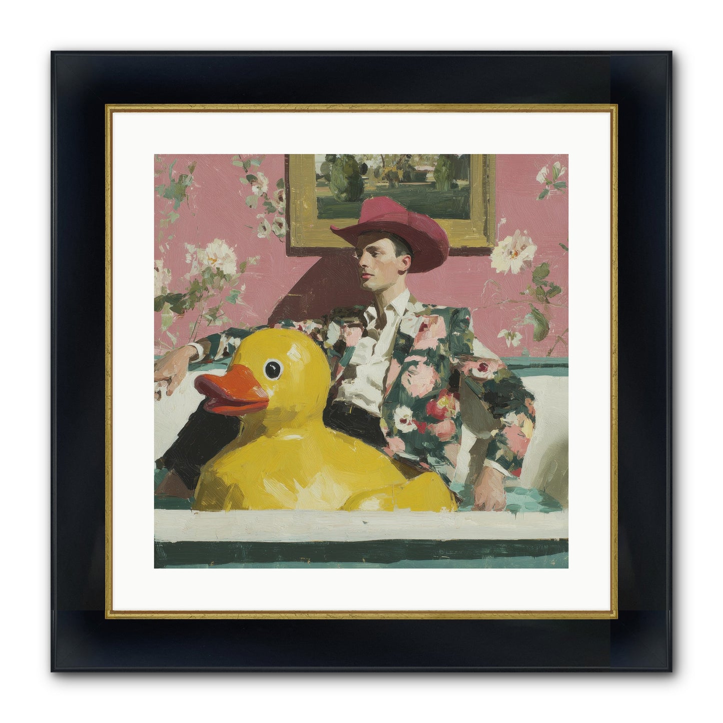 A Postcard From August Framed Print - Wide Black w/Gold 20x20