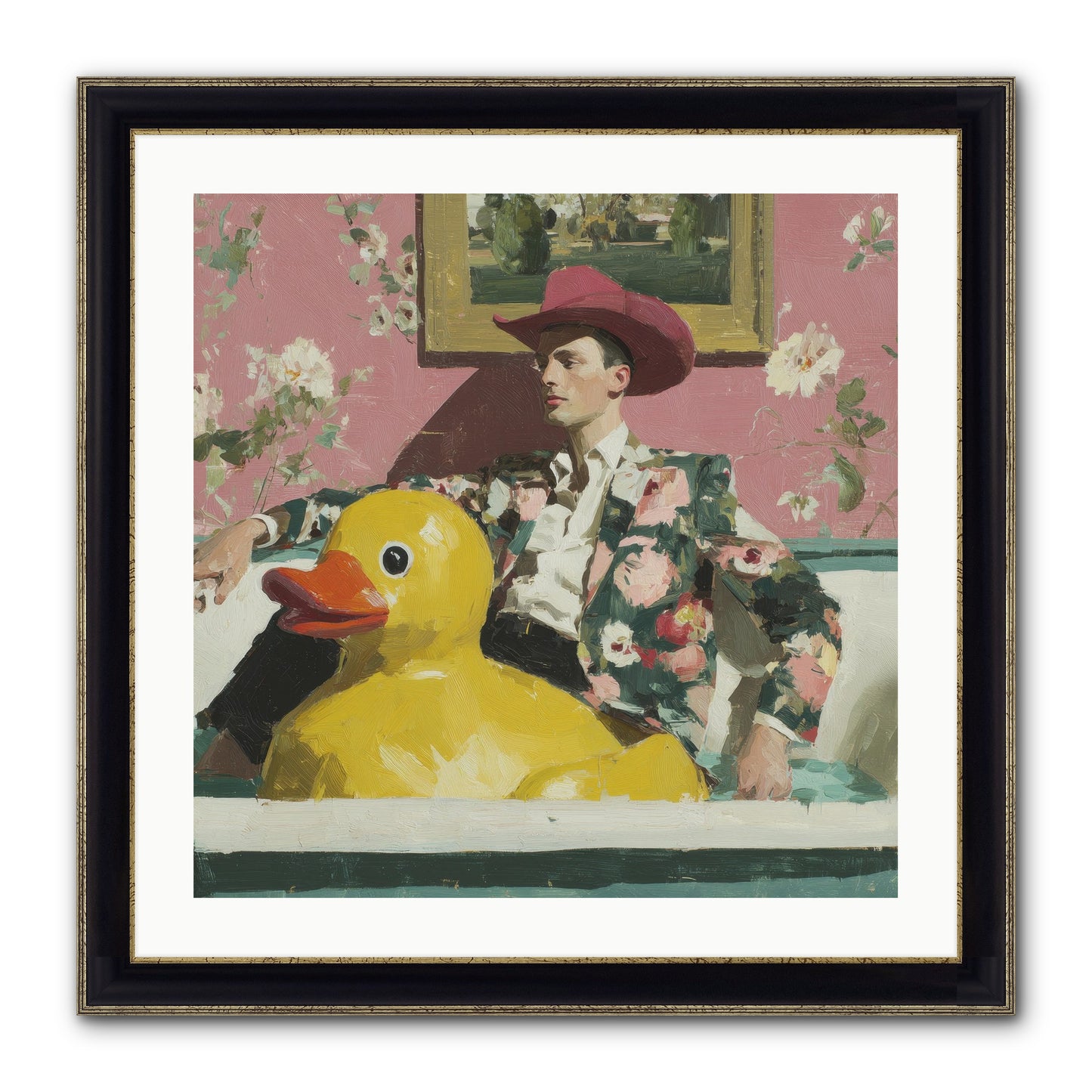 A Postcard From August Framed Print - Black & Gold 24x24