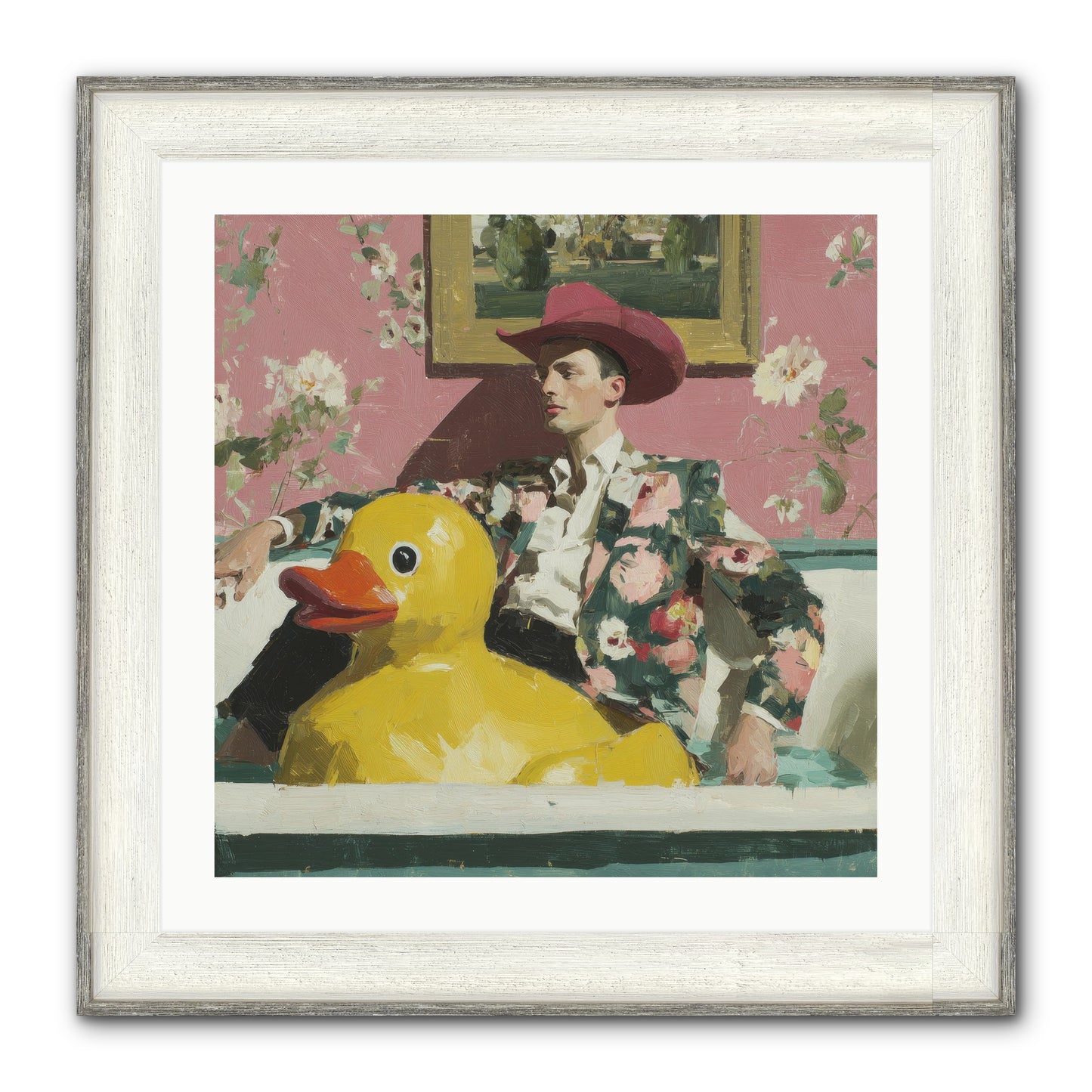 A Postcard From August Framed Print - Driftwood White 24x24