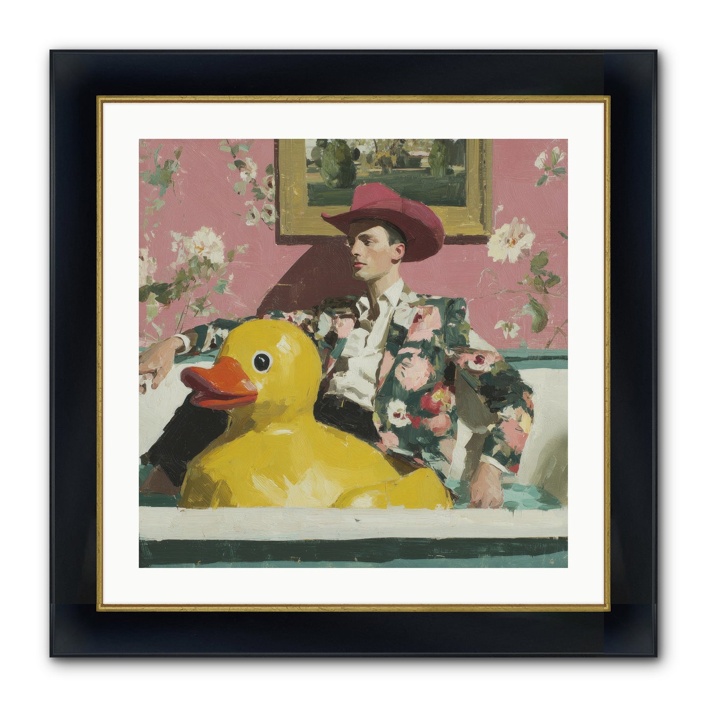 A Postcard From August Framed Print - Wide Black w/Gold 24x24
