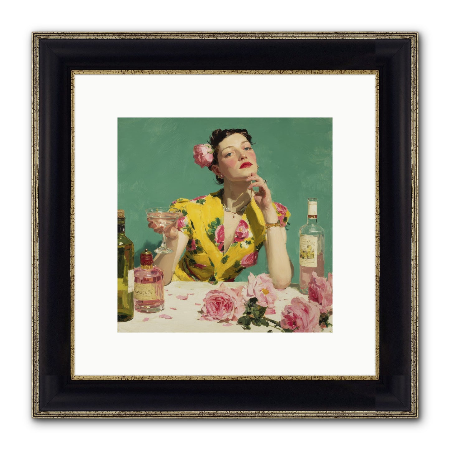 A Promise In Cherry And Cream Framed Print - Black & Gold 10x10