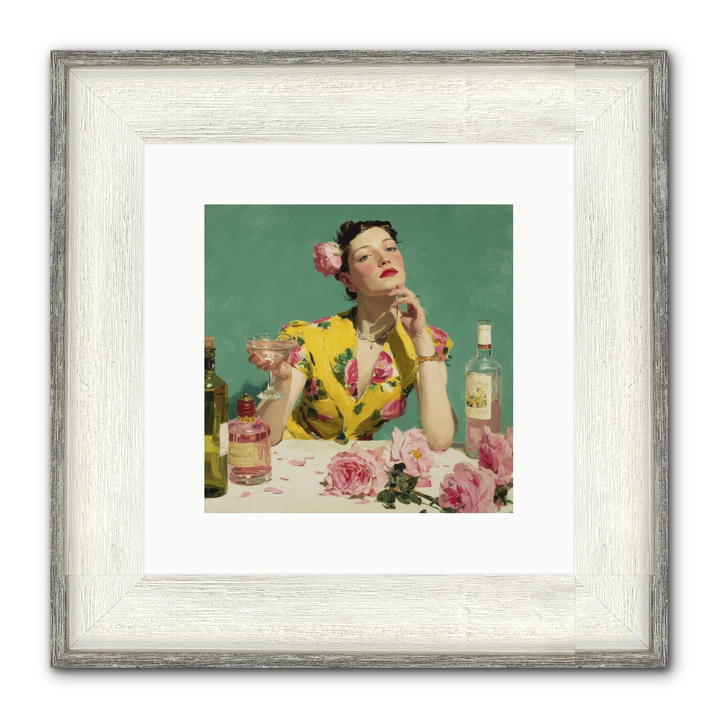 A Promise In Cherry And Cream Framed Print - Driftwood White 10x10