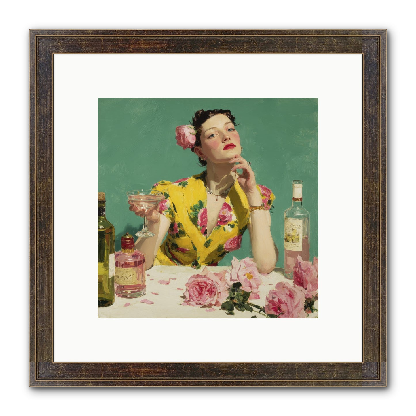 A Promise In Cherry And Cream Framed Print - Slimwoods Black/Gold 10x10